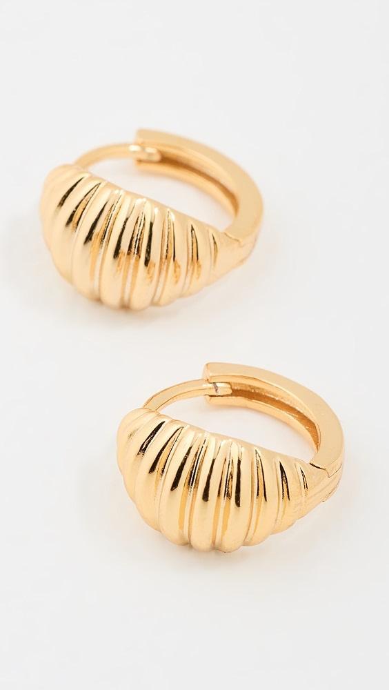By Adina Eden Wide Mini Ridged Huggie Earrings | Shopbop Product Image
