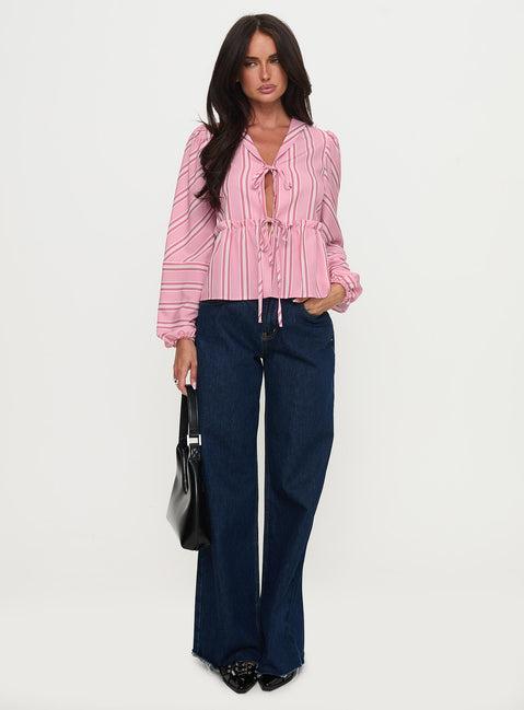 Cindylou Long Sleeve Top Pink Stripe Product Image