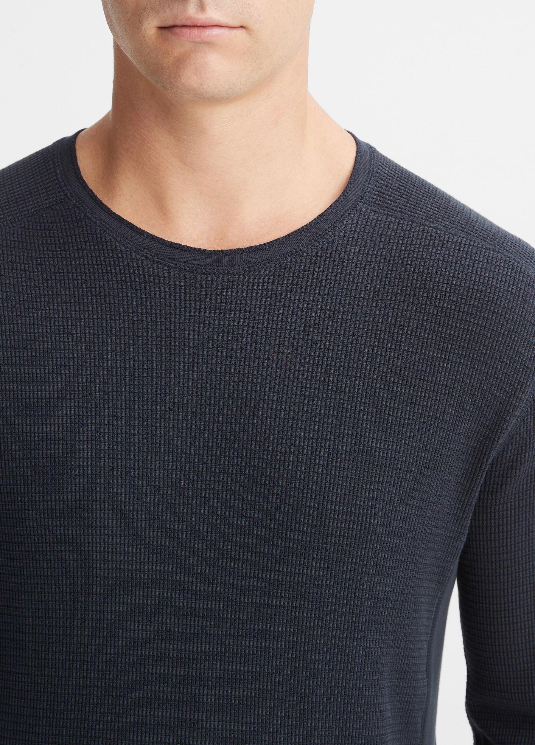 Mens Thermal Long Sleeve Crew Neck Pullover, Black, Size S Vince Product Image