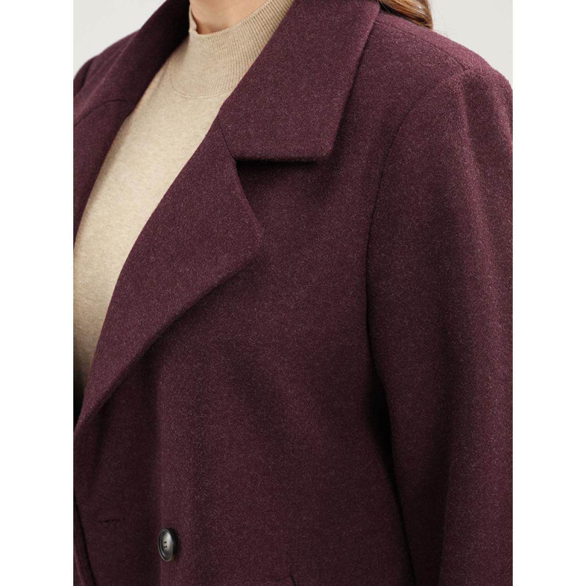 Plus Size Solid Suit Collar Pocket Double Breasted Blazer Women Burgundy Casual Double-Breasted Ladies Dailywear Winter Coats BloomChic 10/M Product Image