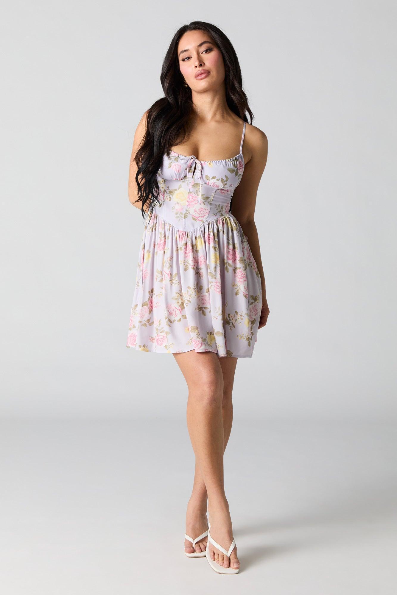 Floral Corset Mini Dress Female Product Image