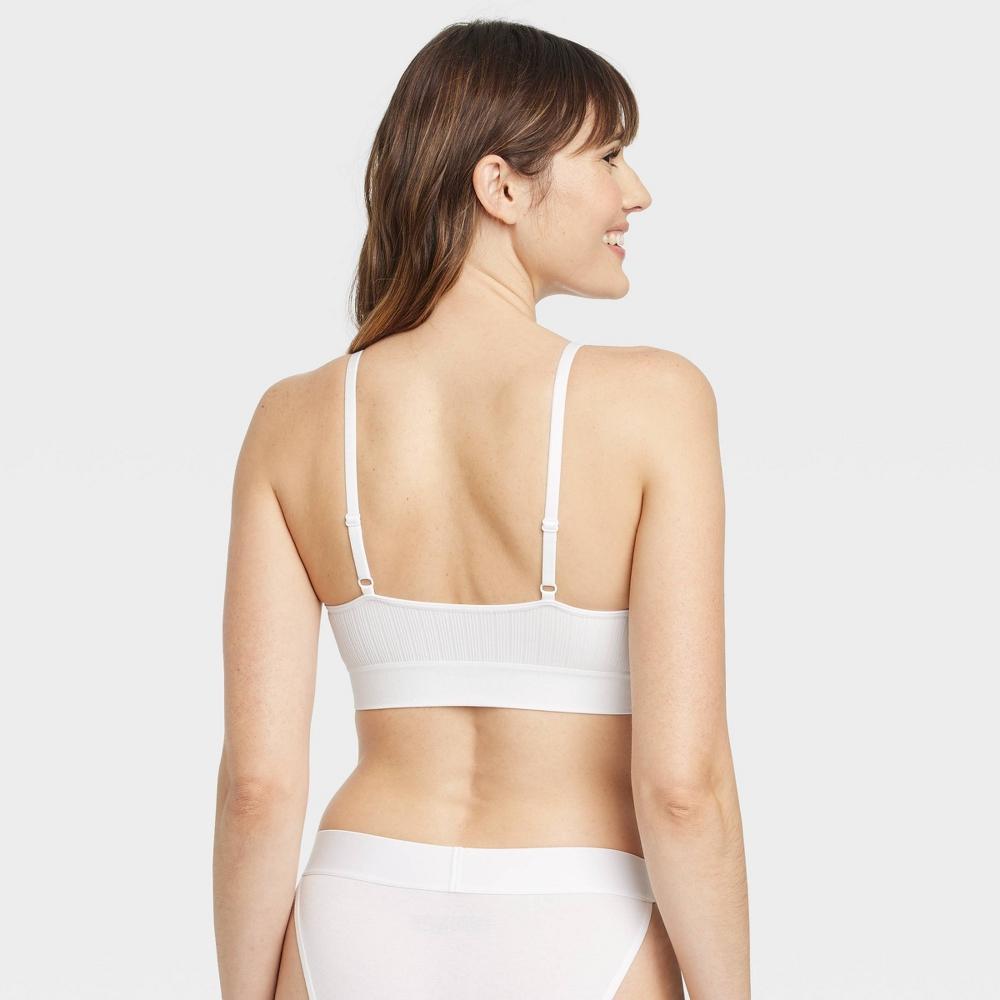 Women's Ribbed Seamless Bralette - Auden™ White M: Nylon Spandex Blend, Removable Cup, Machine Washable Product Image