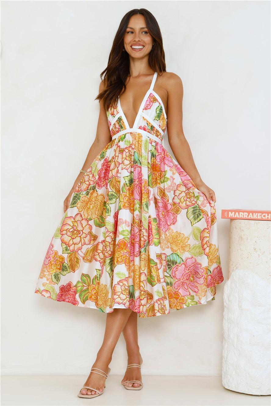 Blooming In The City Midi Dress Orange Product Image