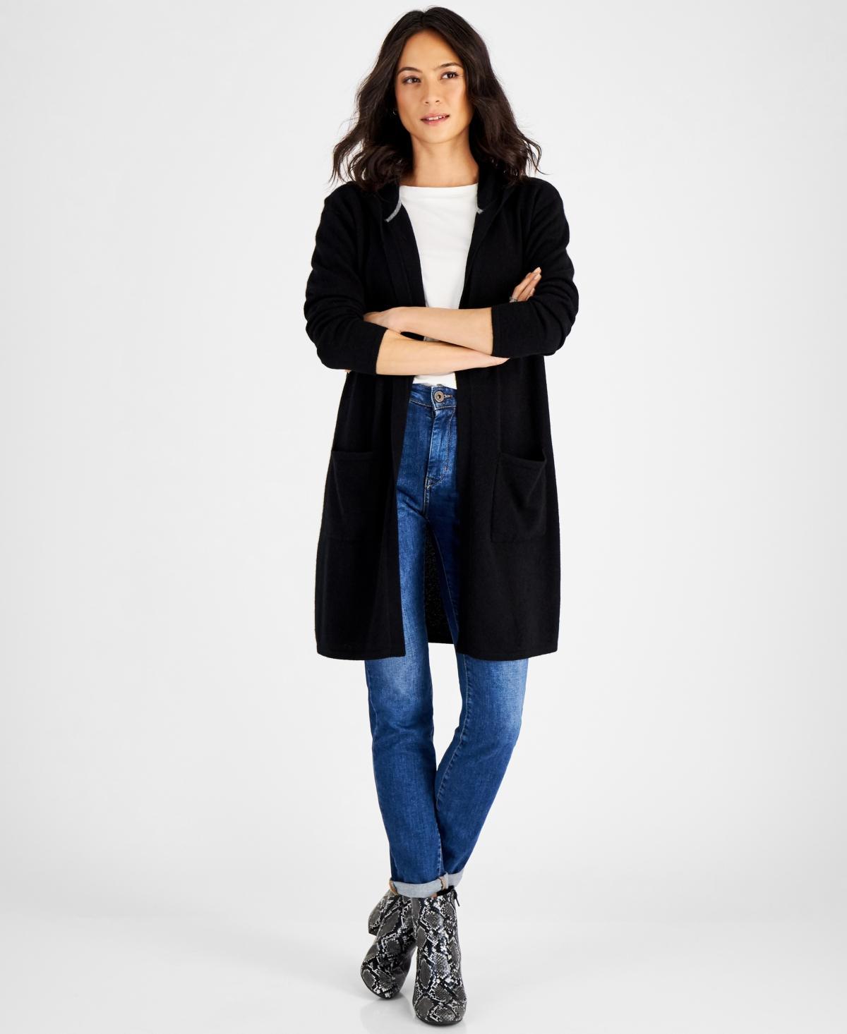 Charter Club Womens 100% Cashmere Open-Front Hoodie, Created for Macys Product Image