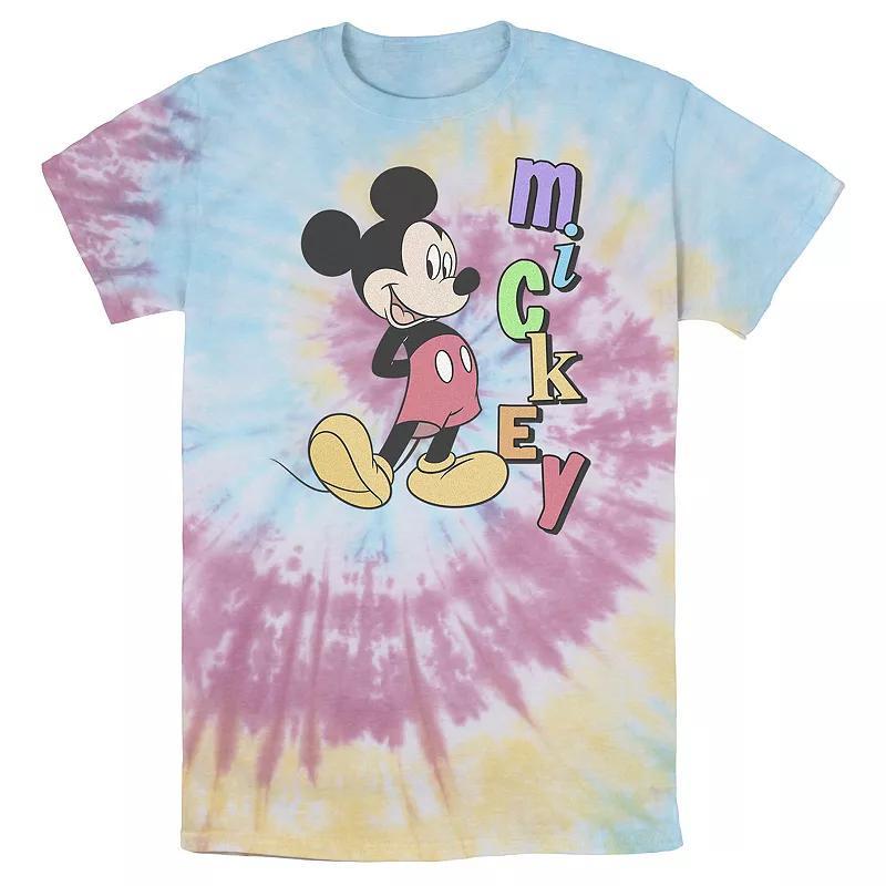 Mens Disney Mickey Standing Vertical Rainbow Name Bomabrd Wash Tee Product Image