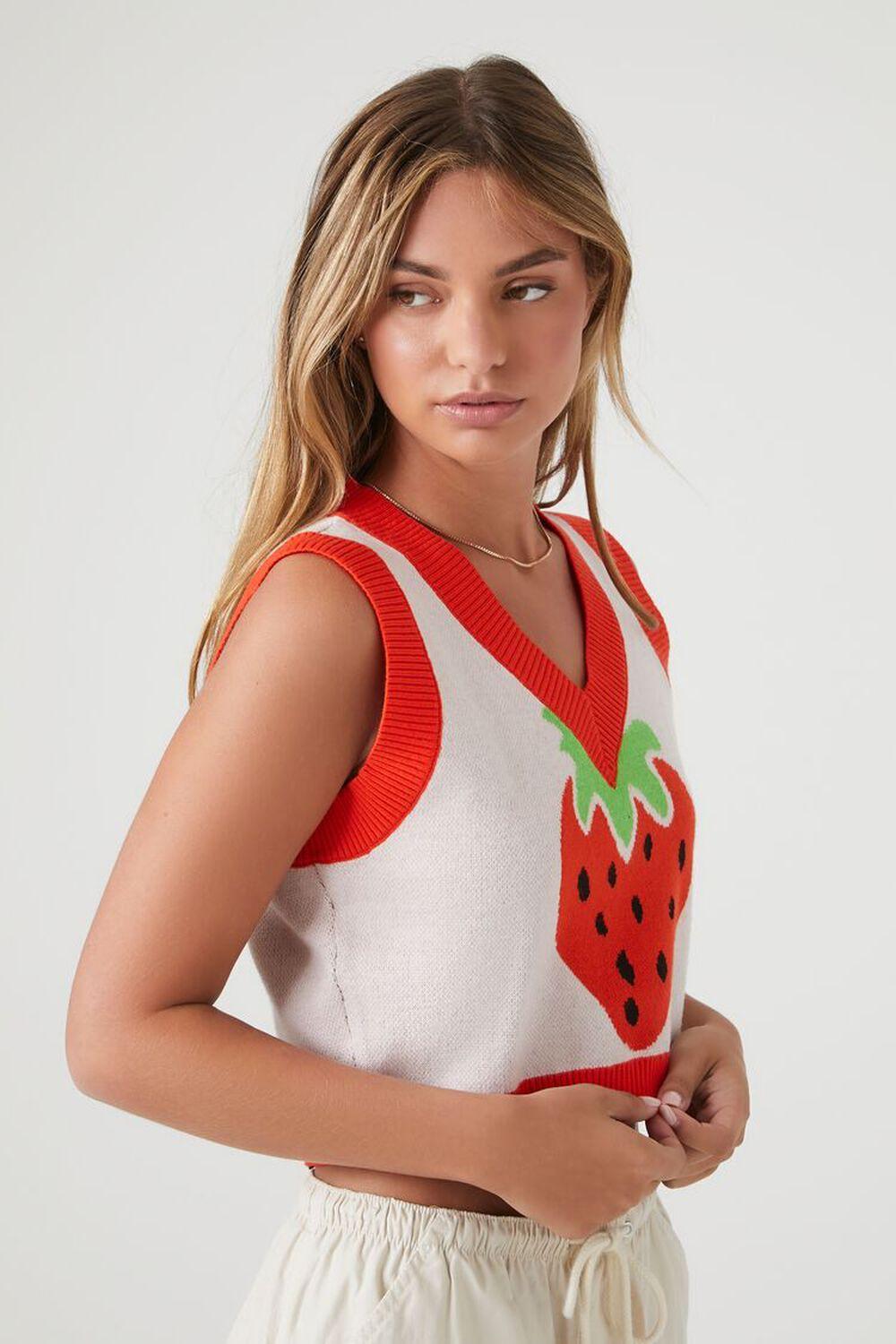 Cropped Strawberry Sweater Vest | Forever 21 Product Image