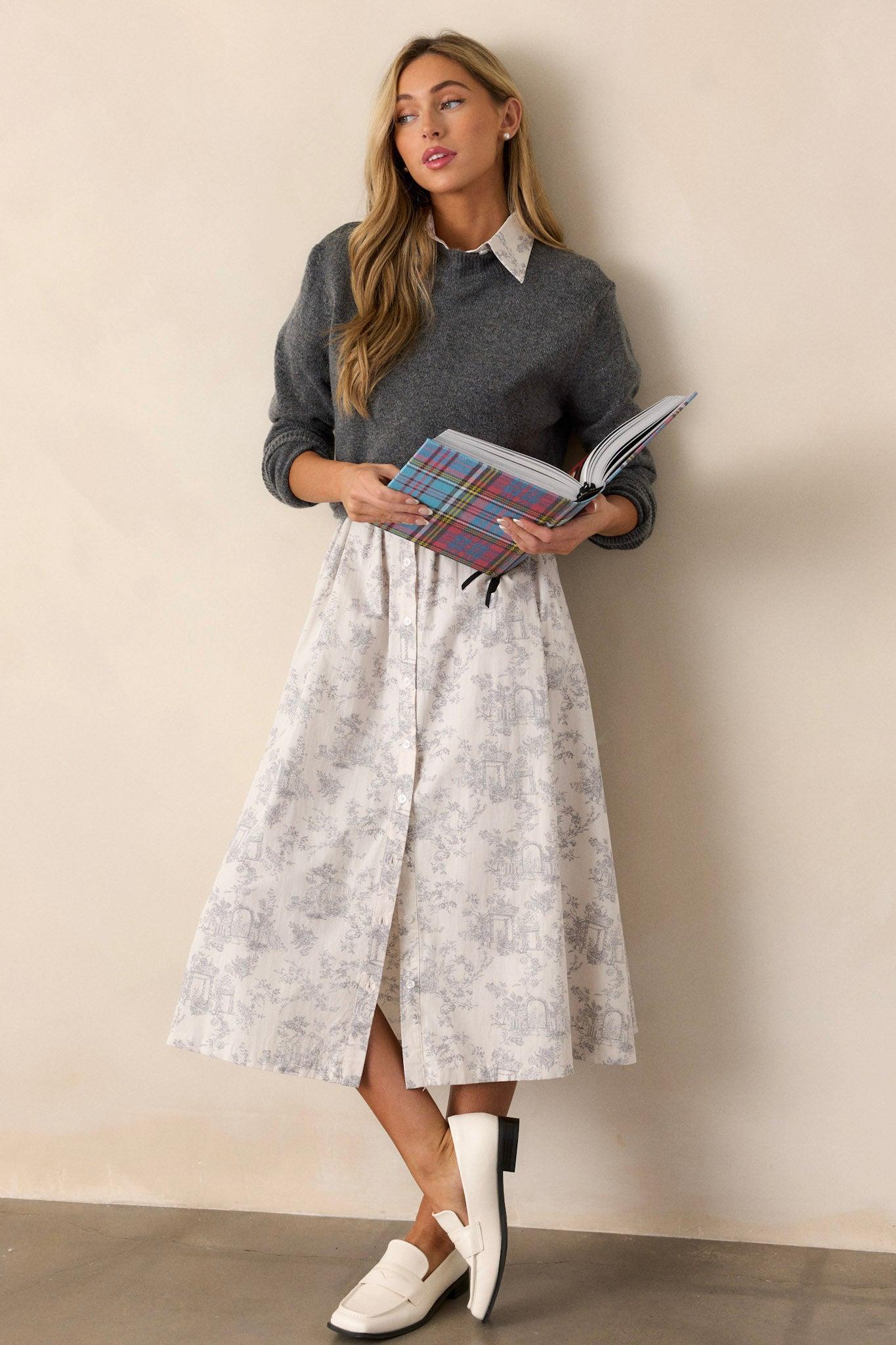 Believe It Cotton Light Grey Toile Maxi Dress Product Image