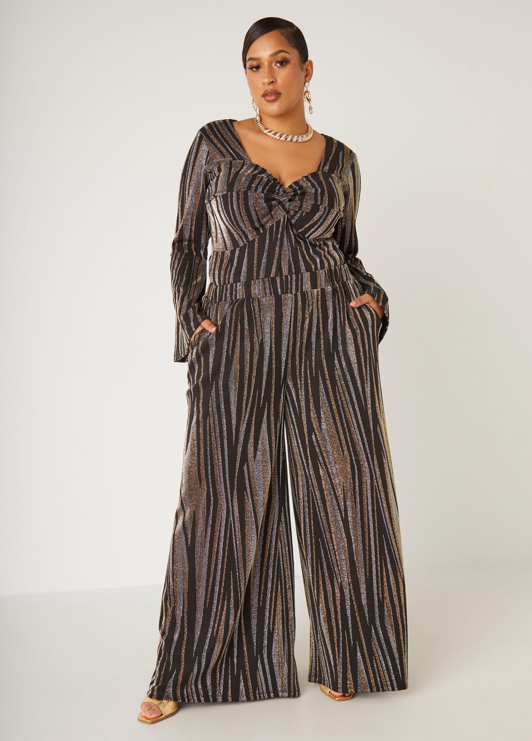 Plus Size Knotted Lurex Knitted Top Ashley Stewart Product Image