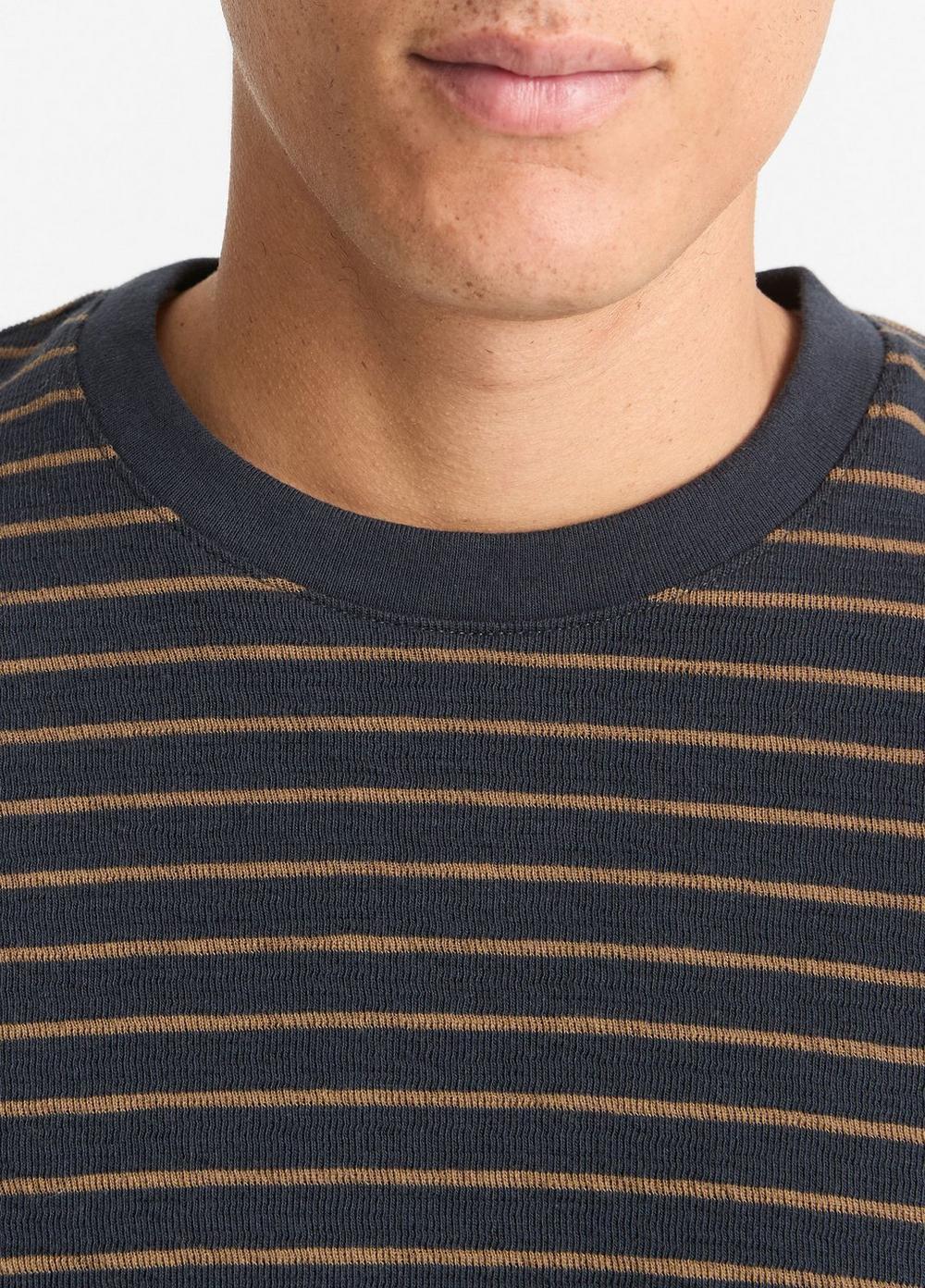 Mens Slub Stripe Cotton-Blend Long-Sleeve T-Shirt, Coastal/cedar, Size XXL Vince Product Image