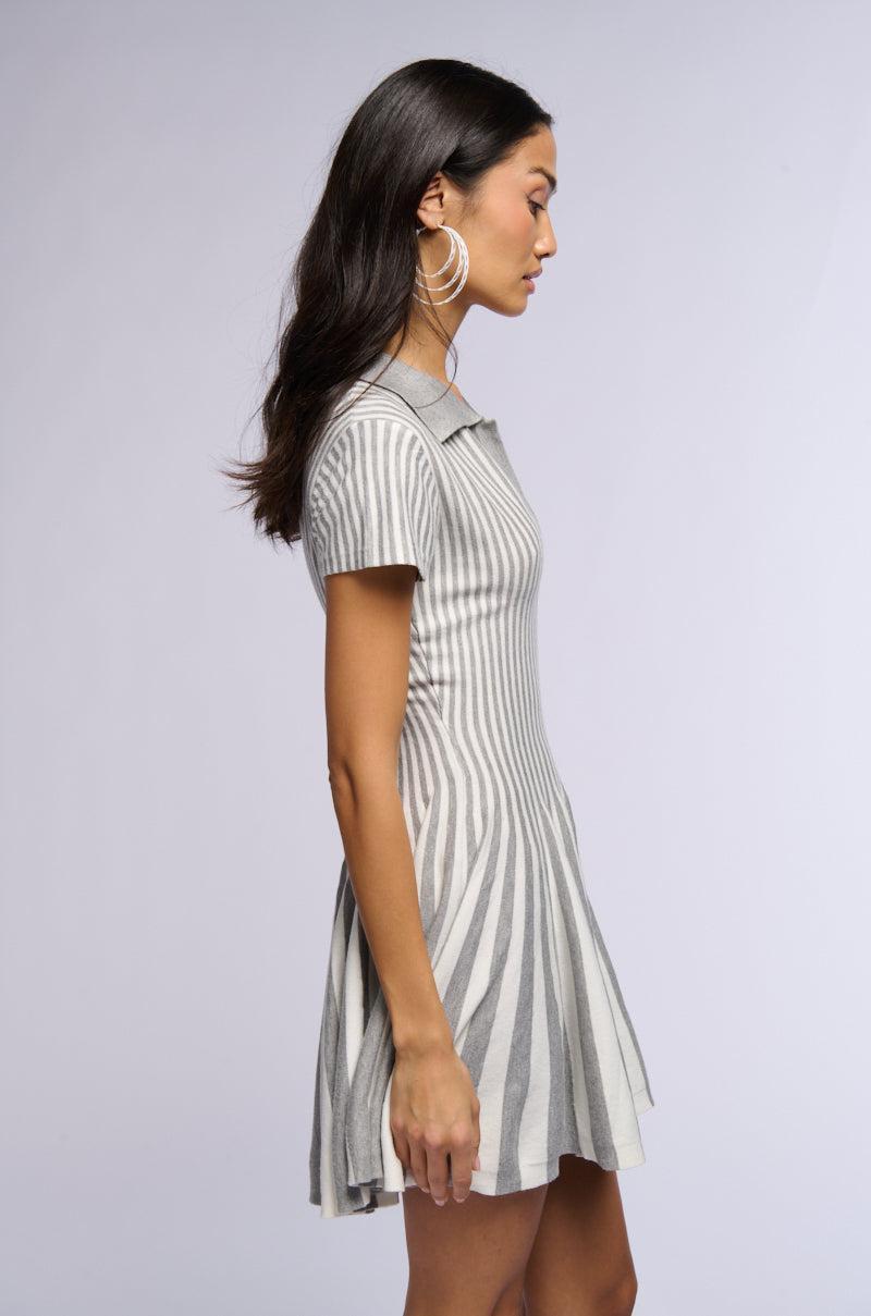 ALINA PLEATED KNIT FIT AND FLARE MINI DRESS Product Image
