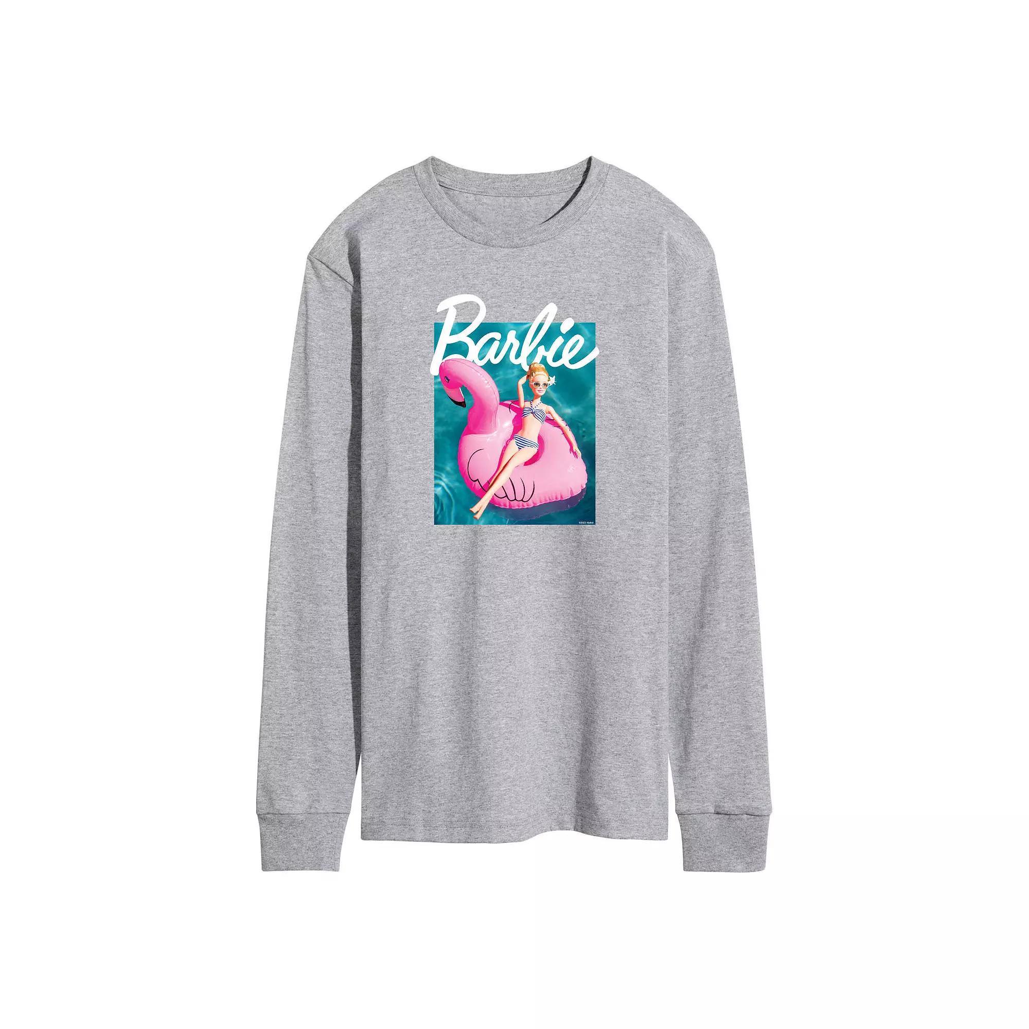 Mens Barbie Pool Flamingo Long Sleeve Graphic Tee Product Image