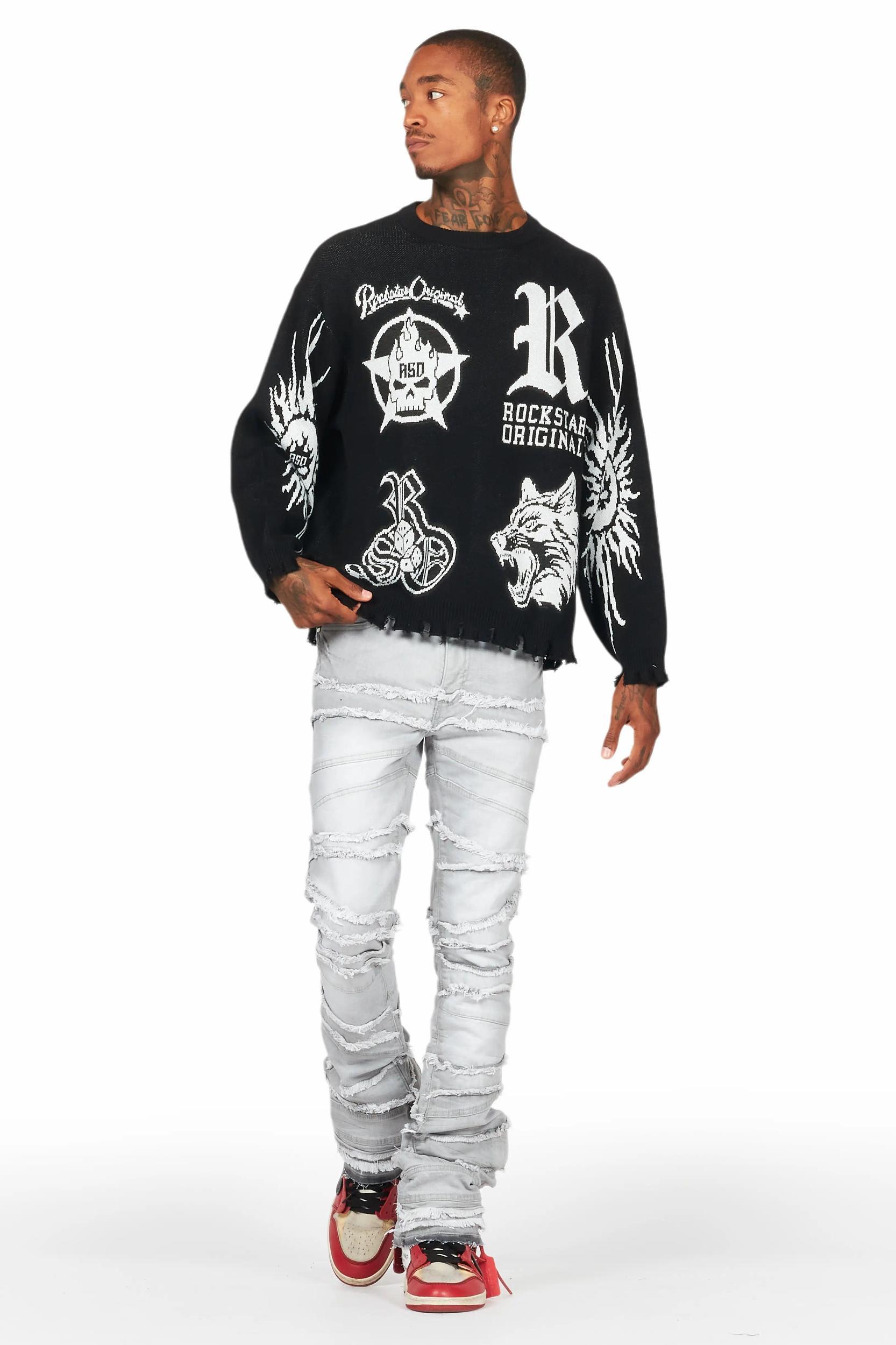 Franko Light Grey Stacked Flare Jean Male Product Image