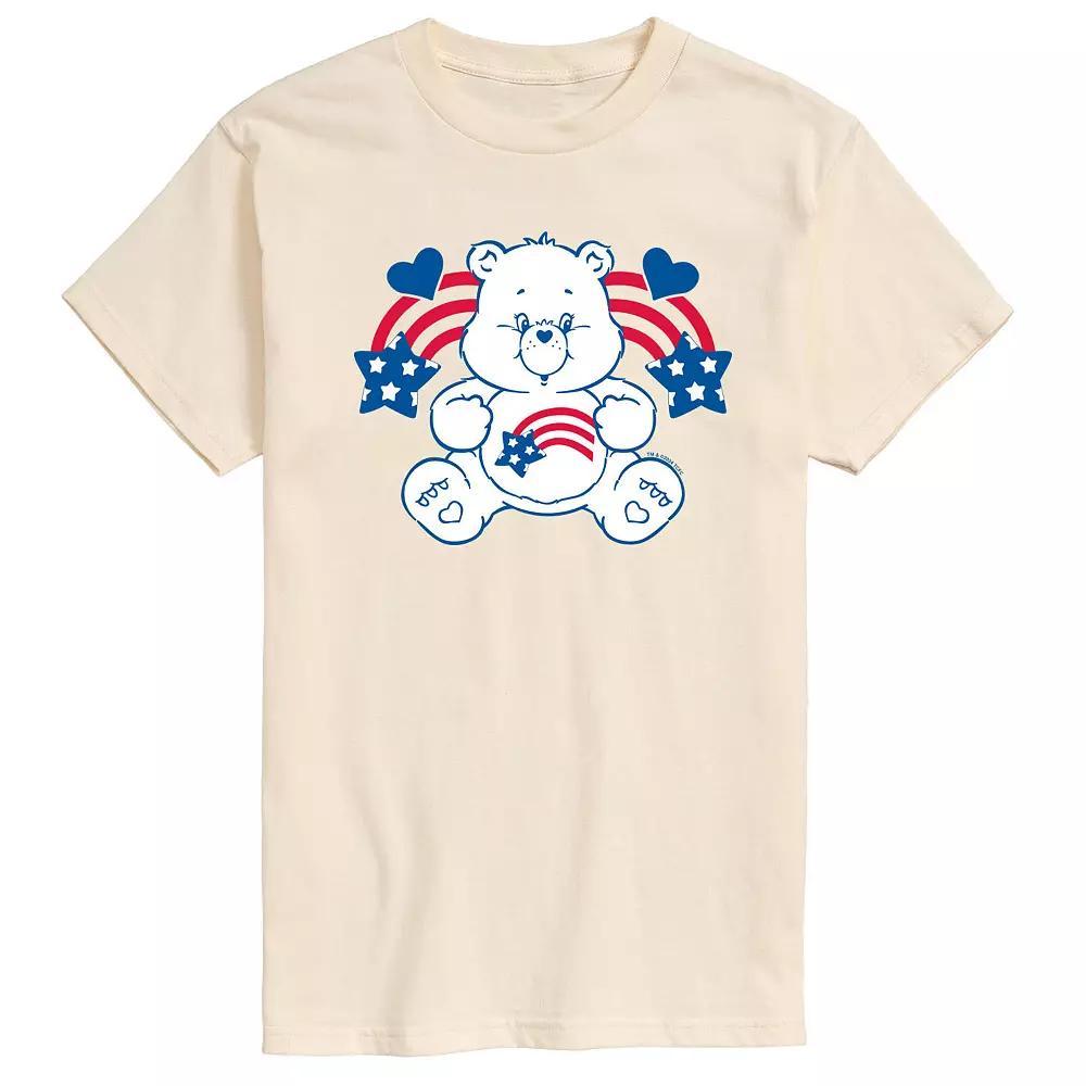 Mens Care Bears America Stars Stripes Graphic Tee Ivory Product Image