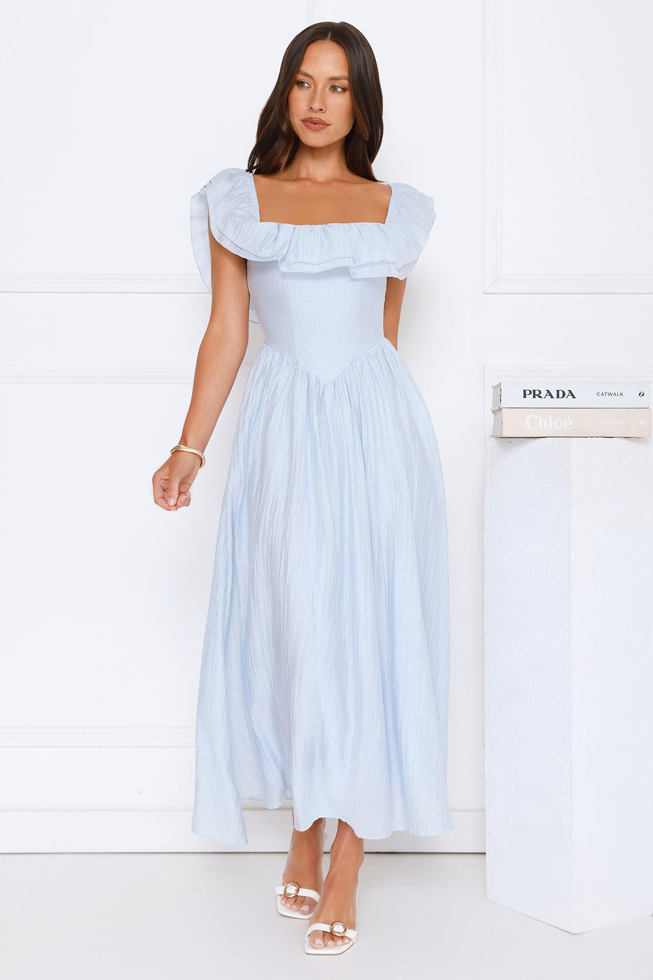 Twilight Sonata Off Shoulder Maxi Dress Blue Product Image