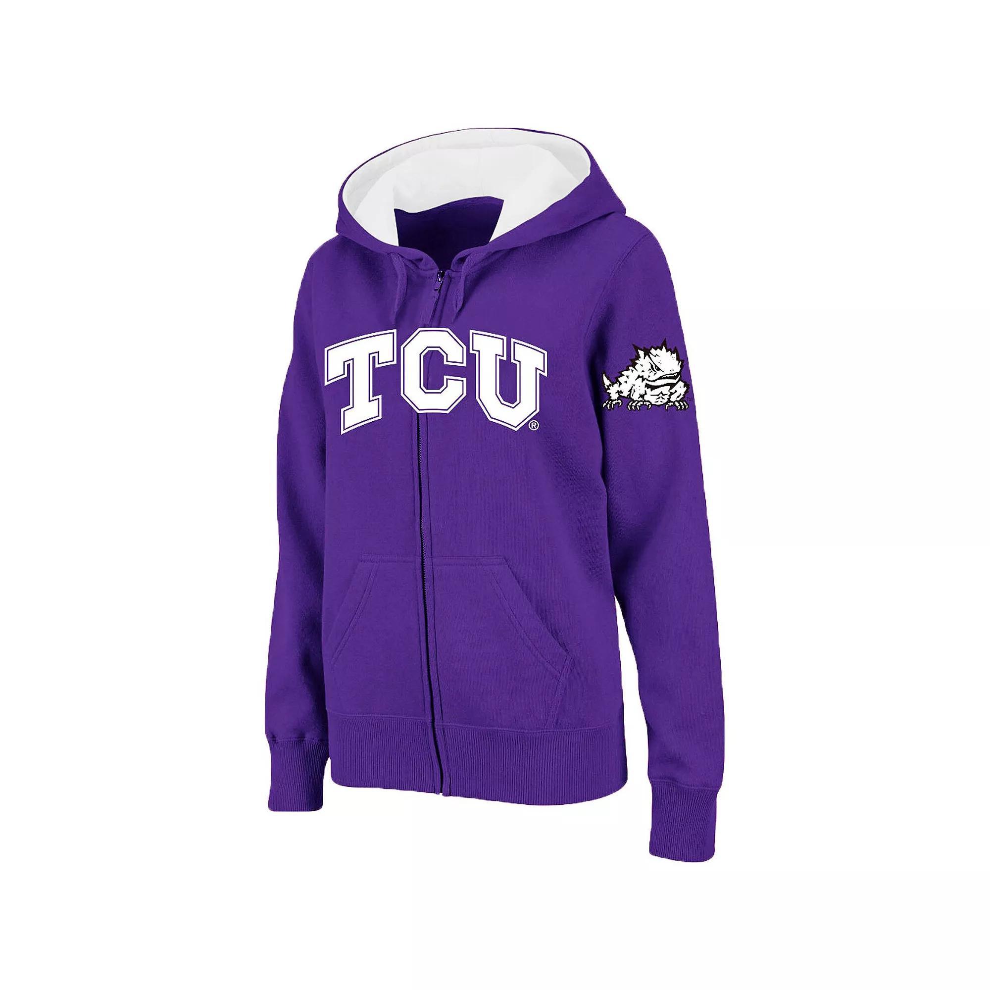 Women's Stadium Athletic Purple TCU Horned Frogs Arched Name Full-Zip Hoodie, Size: 2XL Product Image