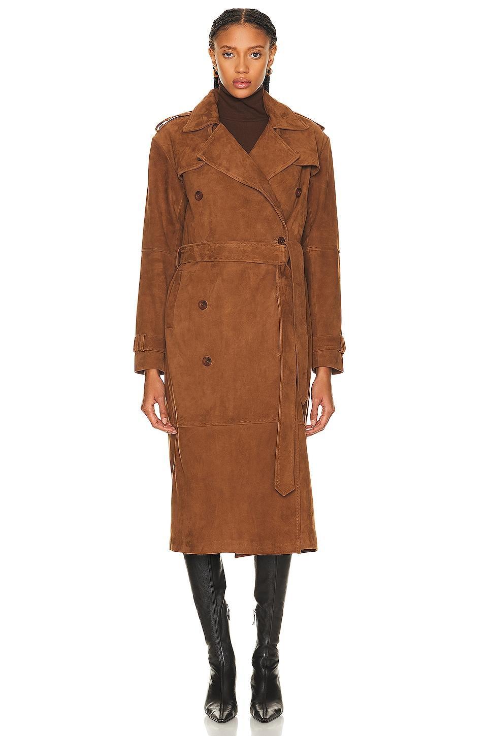 SPRWMN Suede Trench Coat in Cognac Product Image