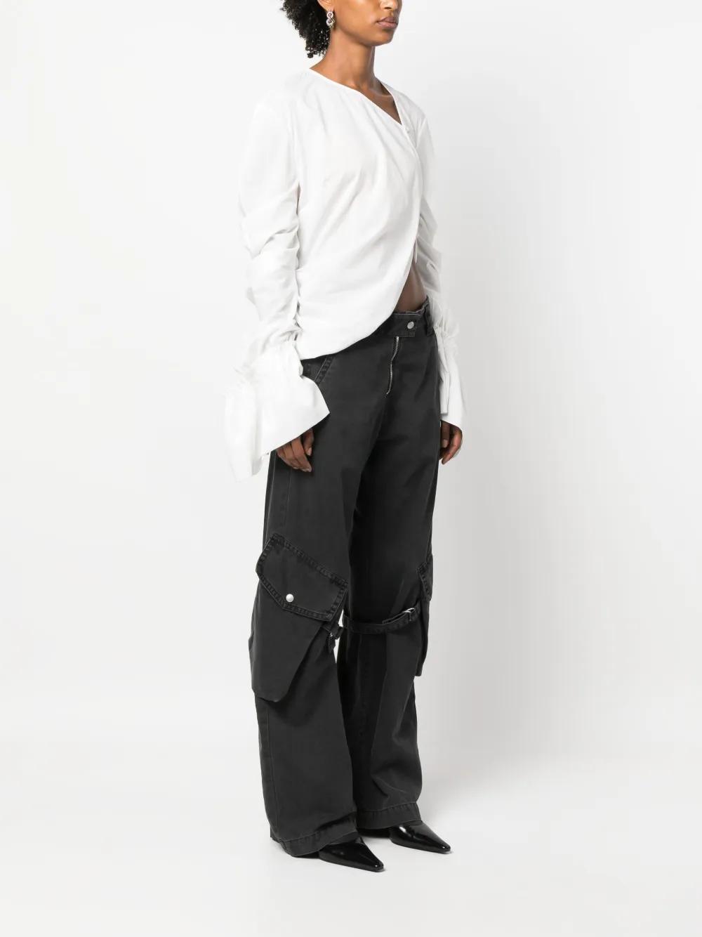 draped asymmetric cotton blouse Product Image