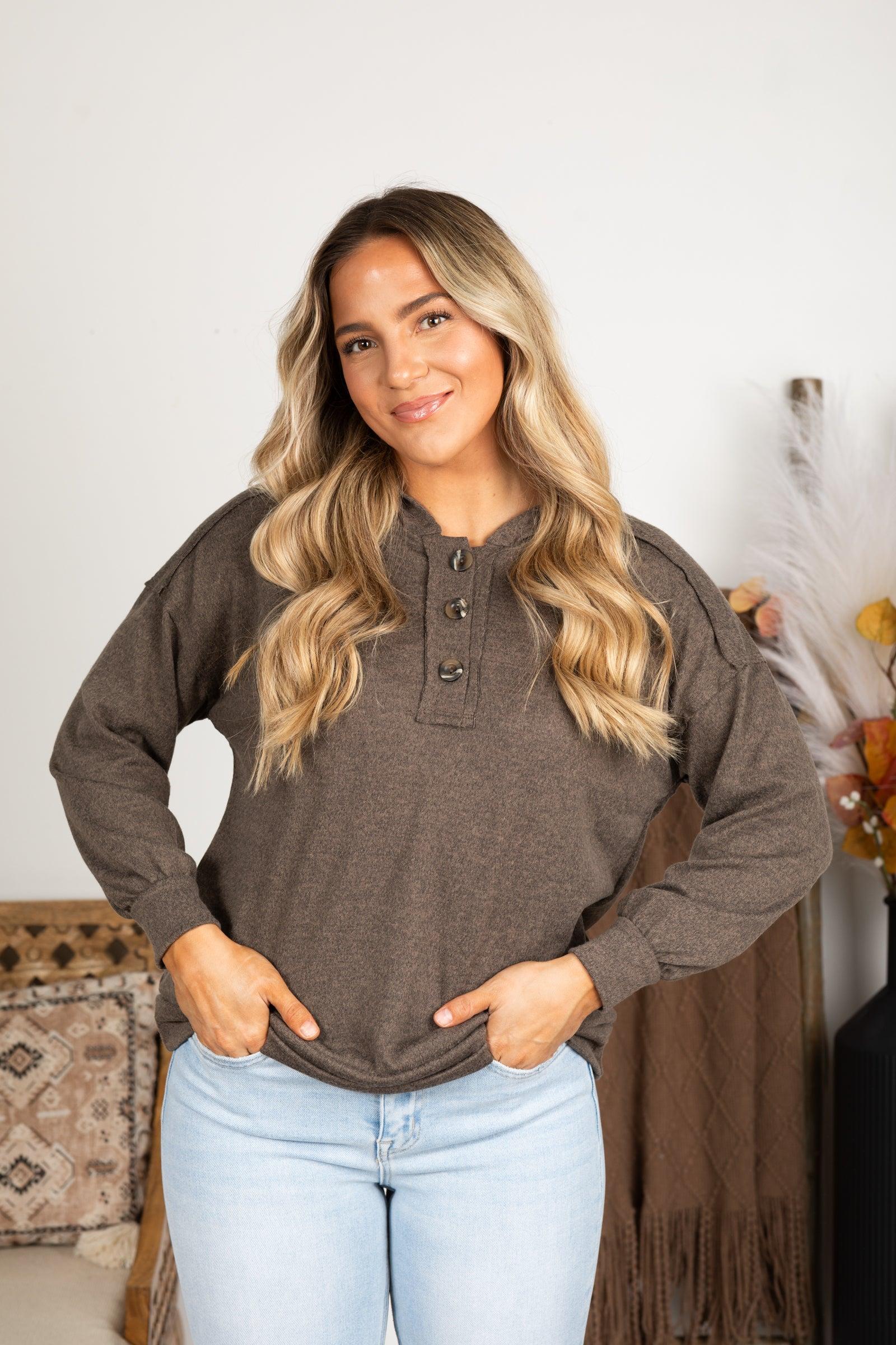 Soft Knit Long Sleeve With Button Detail Product Image