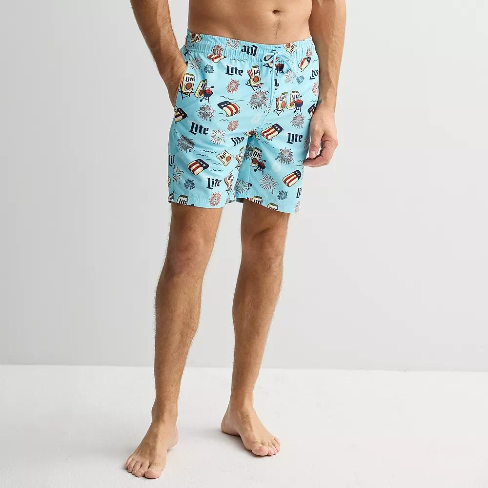 Men's Trinity Coast Miller Lite Swim Trunks, Size: XXL, Light Blue Product Image