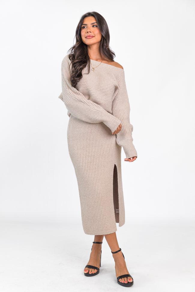 Never Miss Mushroom Boatneck Sweater Set FINAL SALE Product Image