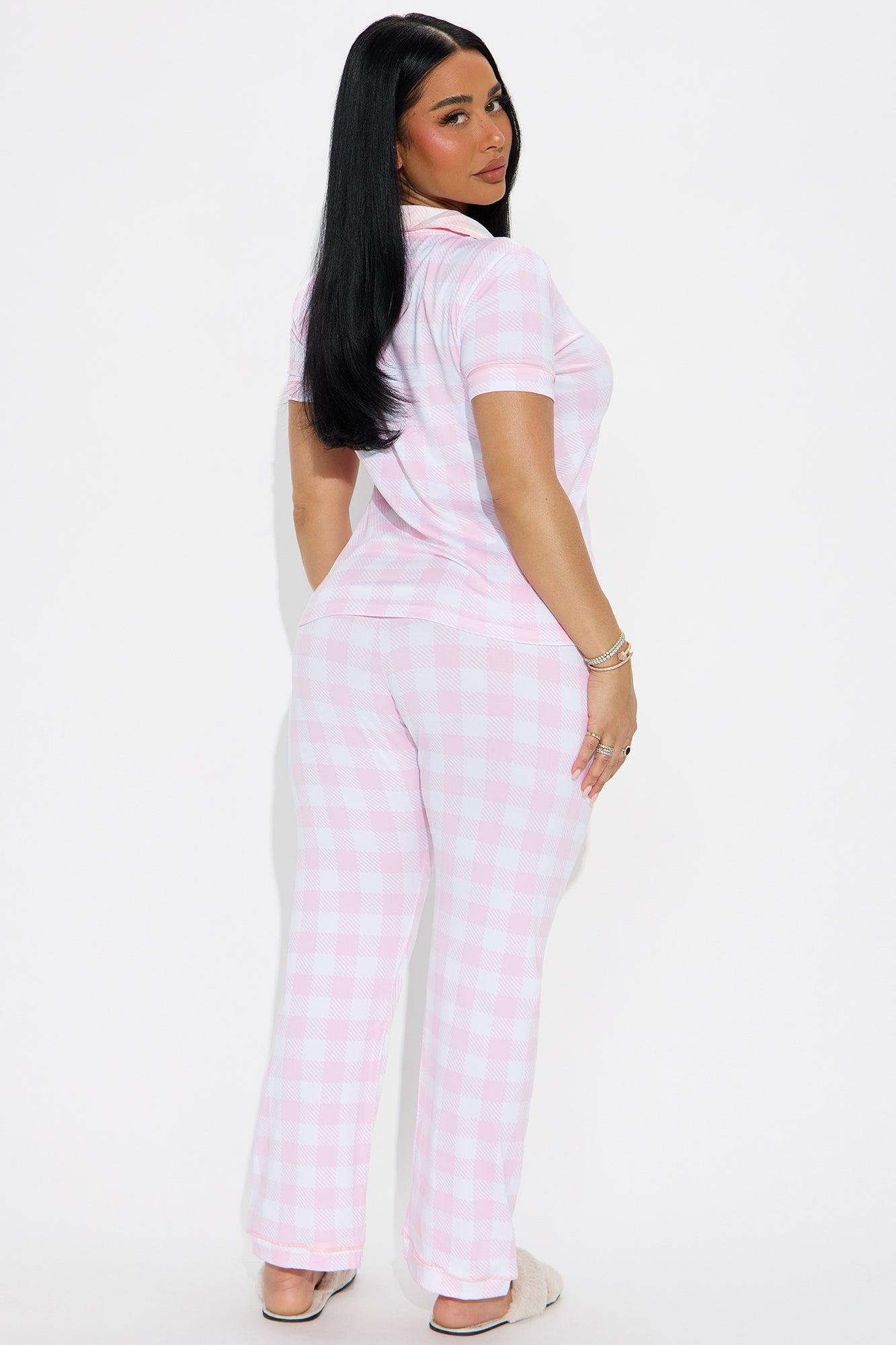 Your Cutie Short Sleeve PJ Pant Set - White/Pink Product Image