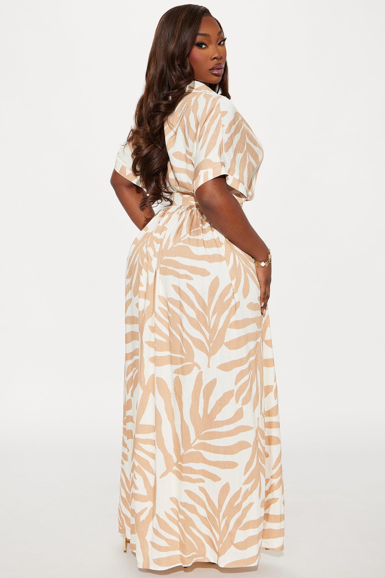 Jasmine Belted Shirt Dress - Taupe/combo Product Image