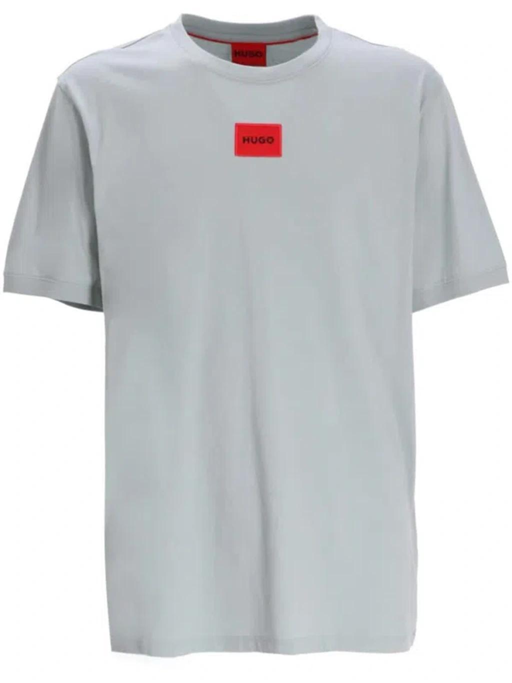 HUGO BOSS Logo-patch Cotton T-shirt In Gray Product Image