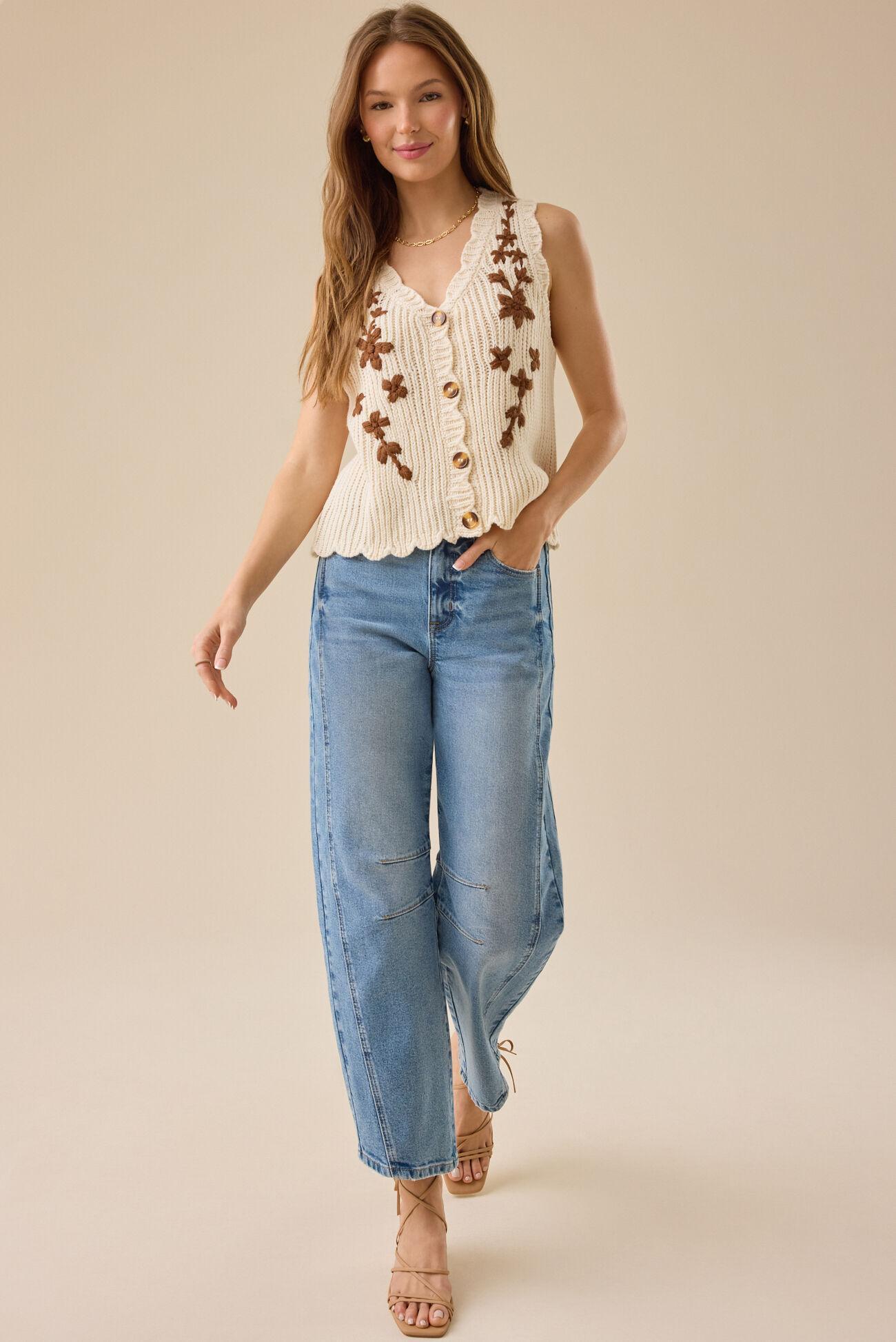 Edie Floral Knit Vest Product Image