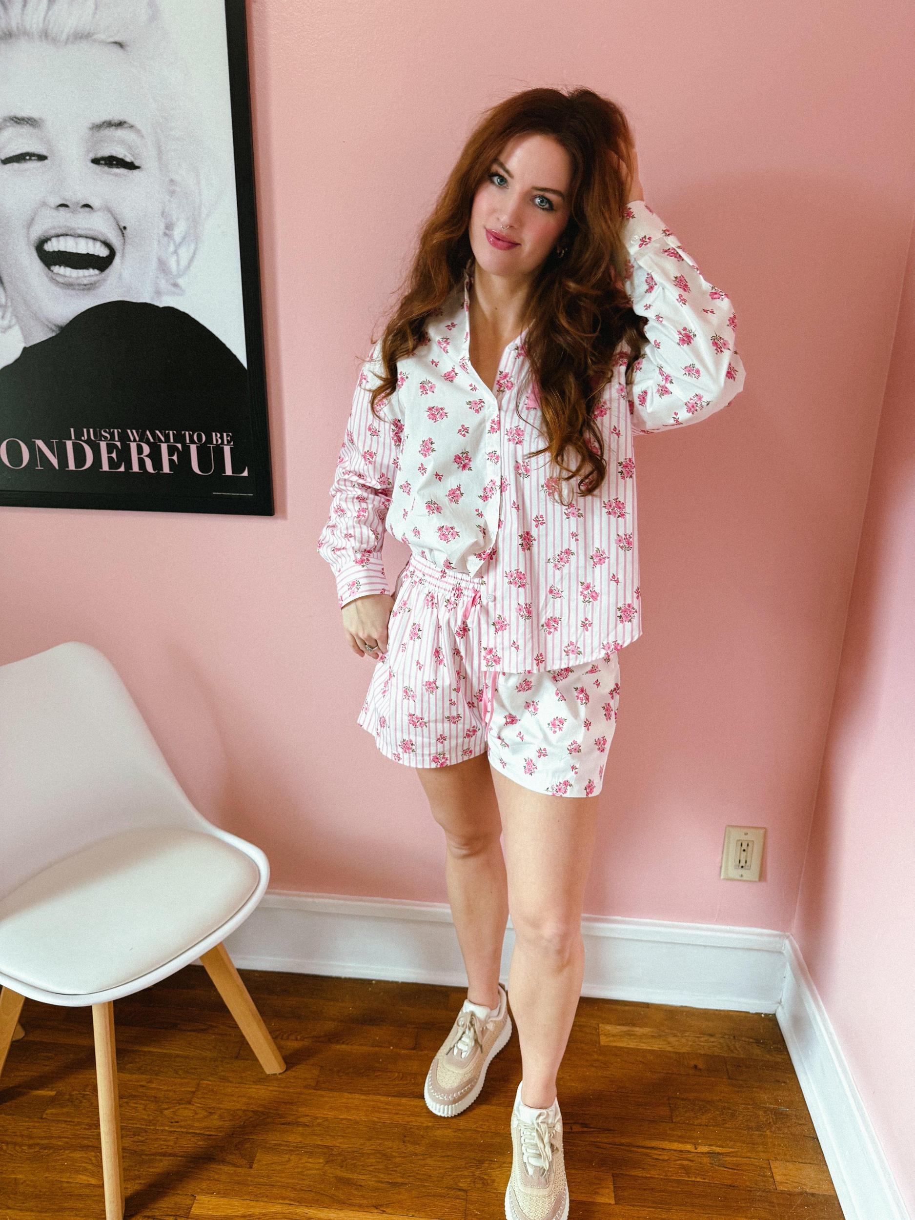 Adrina Stripe & Floral Poplin Short Product Image