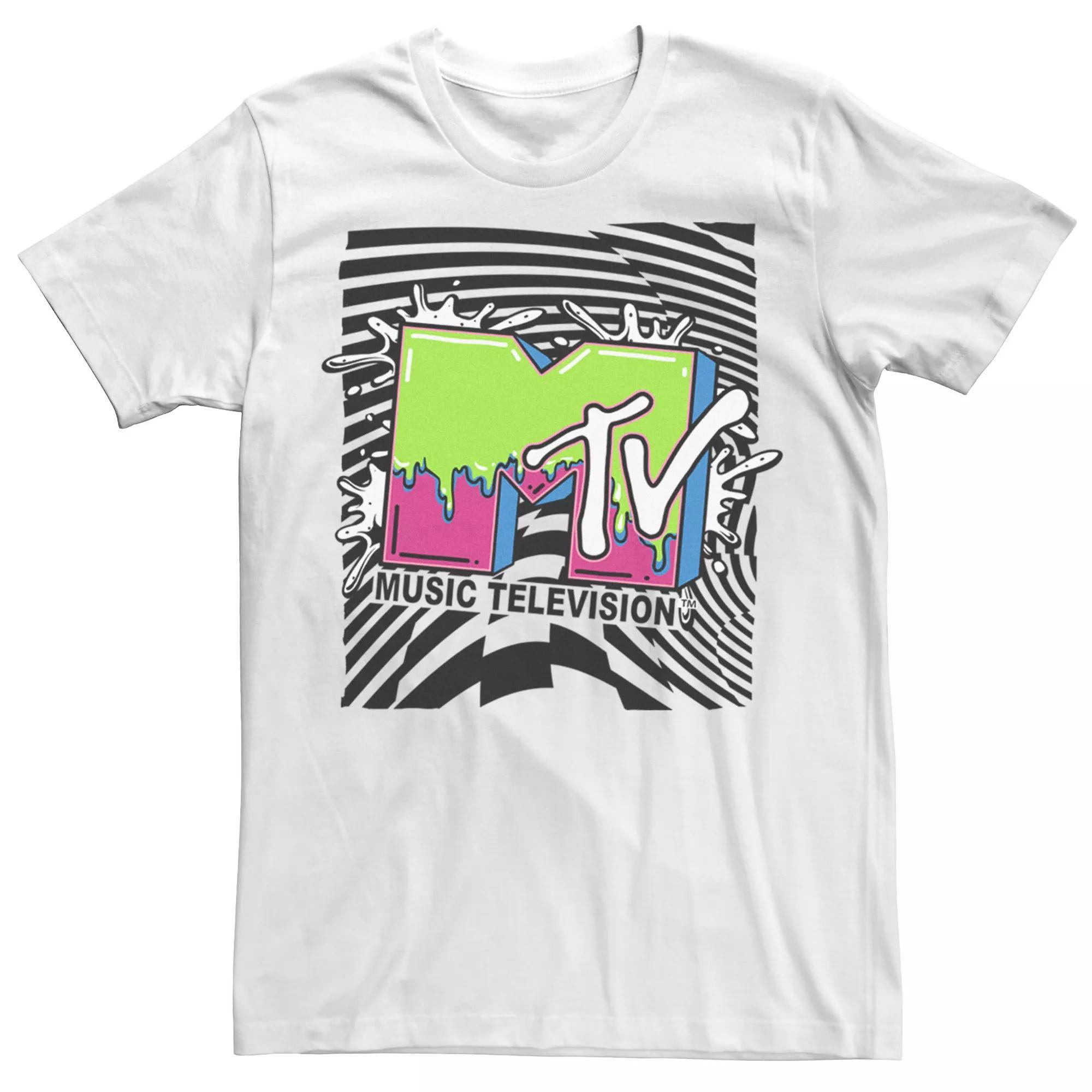 Men's MTV Slime Checkered Splash Logo Tee, Size: Medium, White Product Image