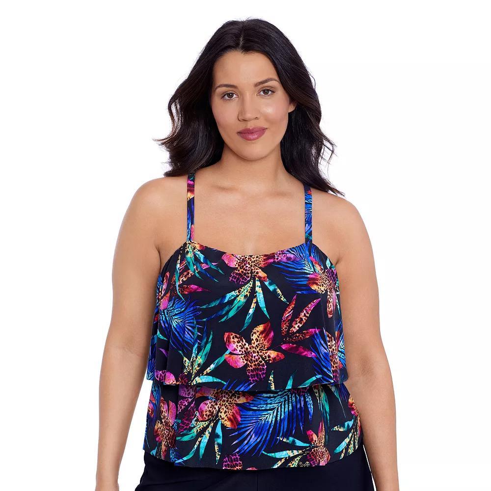 Women's Trimshaper Roxy Romper Swimsuit, Size: 12, Leopard Lily Product Image