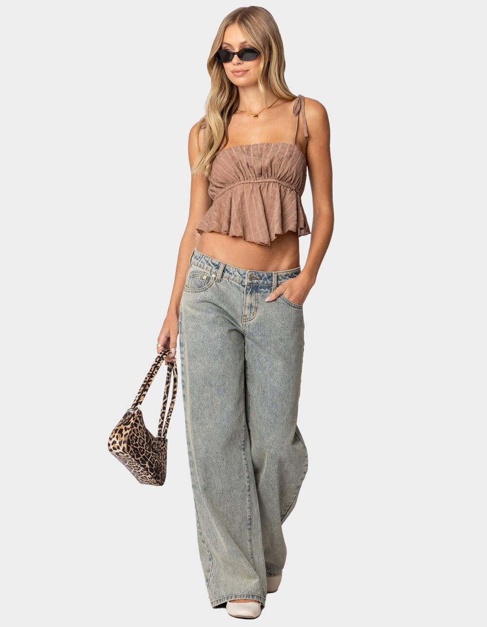 EDIKTED Rylie Textured Chiffon Flare Top Product Image