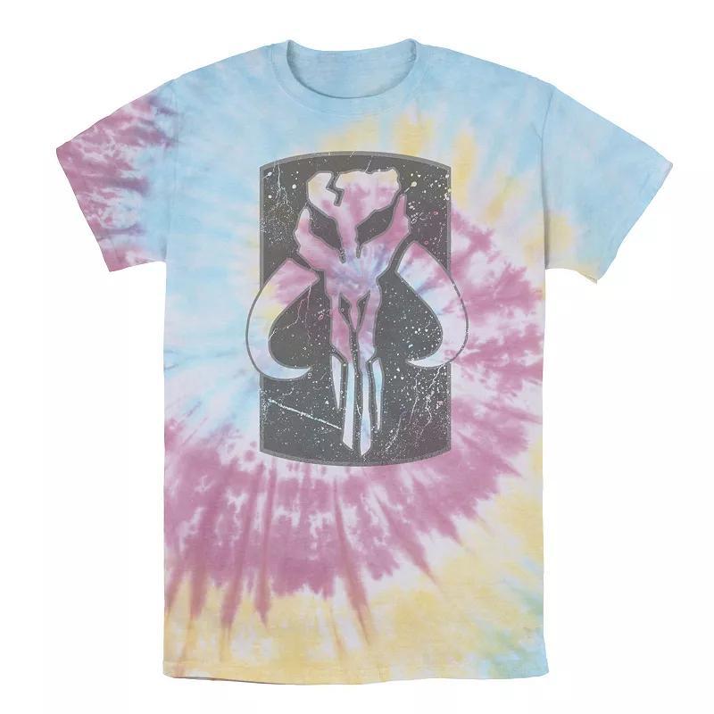 Men's Star Wars Mandalorian Warriors Skull Tusk Clan Logo Tee, Boy's, Size: Small, Blue Pink Light Yellow Product Image
