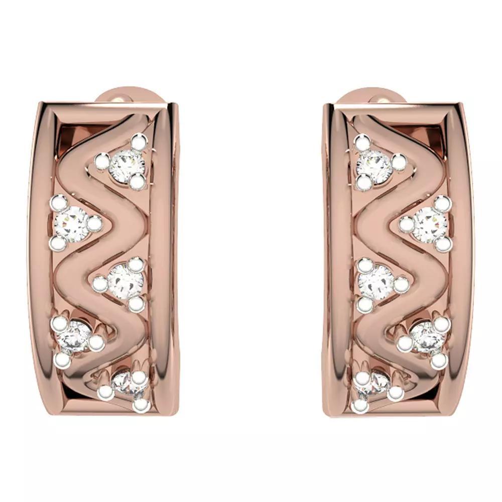10k Rose Gold Diamond Huggie Hoop Earrings, Women's, 10k Gold Product Image