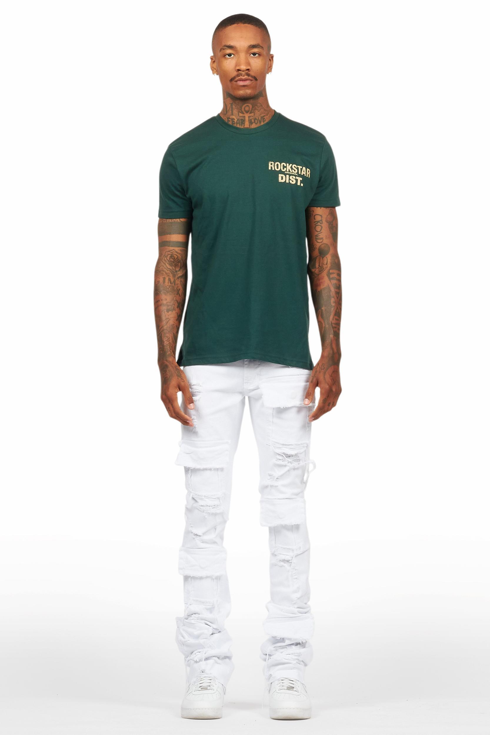 Pooja White Super Stacked Flare Jean Male Product Image