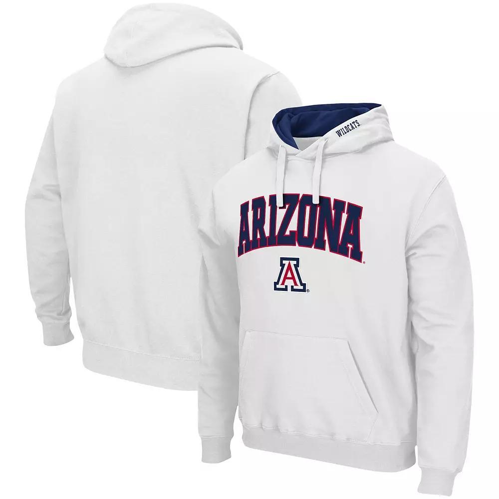 Men's Colosseum White Arizona Wildcats Arch & Logo 3.0 Pullover Hoodie, Size: Large Product Image