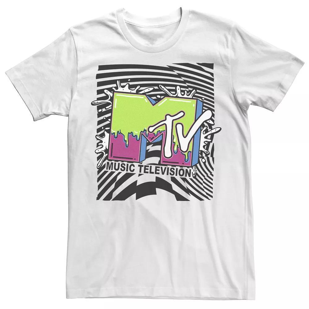 Big & Tall MTV Splatter Striped Logo Tee, Men's, Size: 3XL, White Product Image