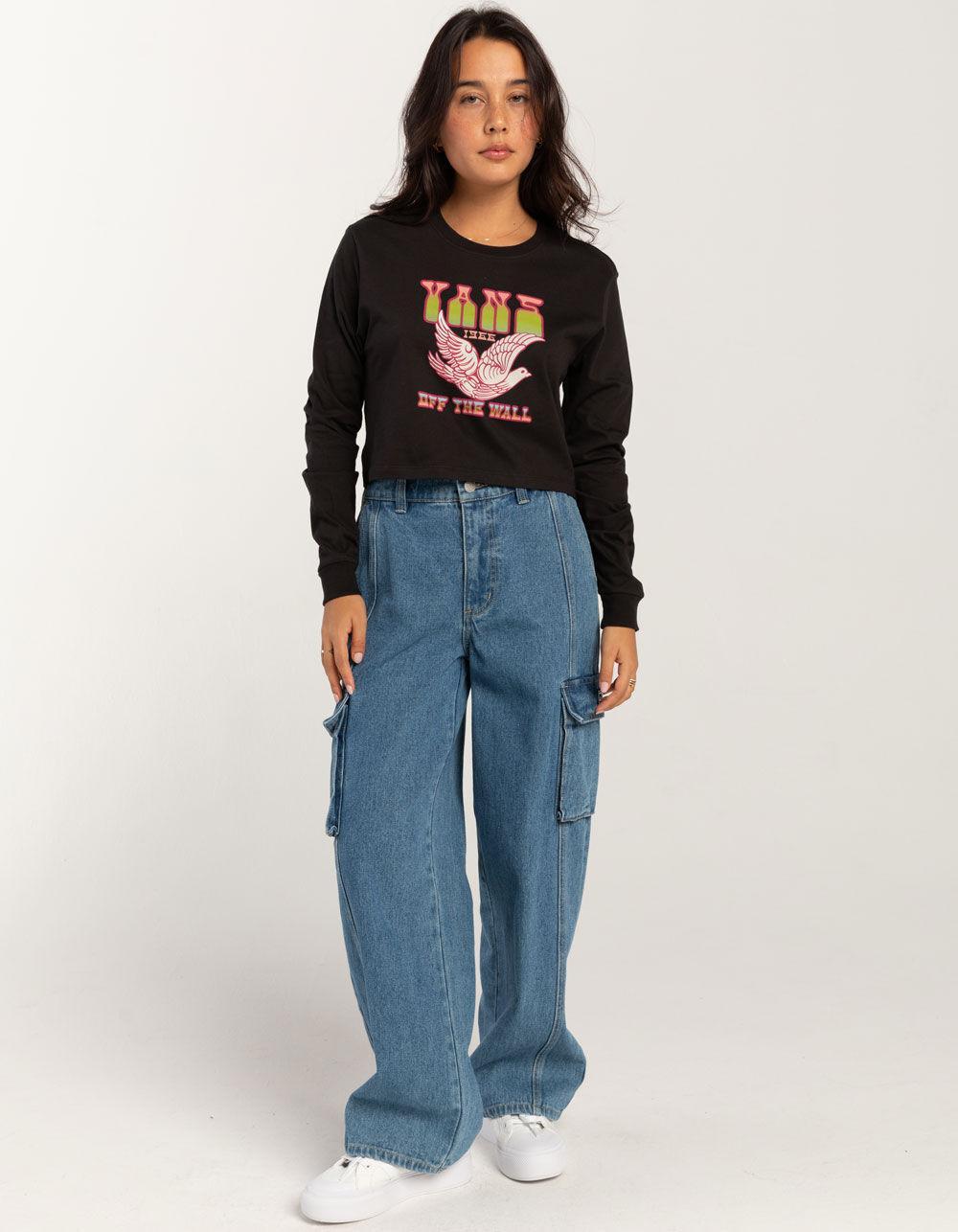 VANS Doves Womens Crop Long Sleeve Boyfriend Tee - BLACK Product Image