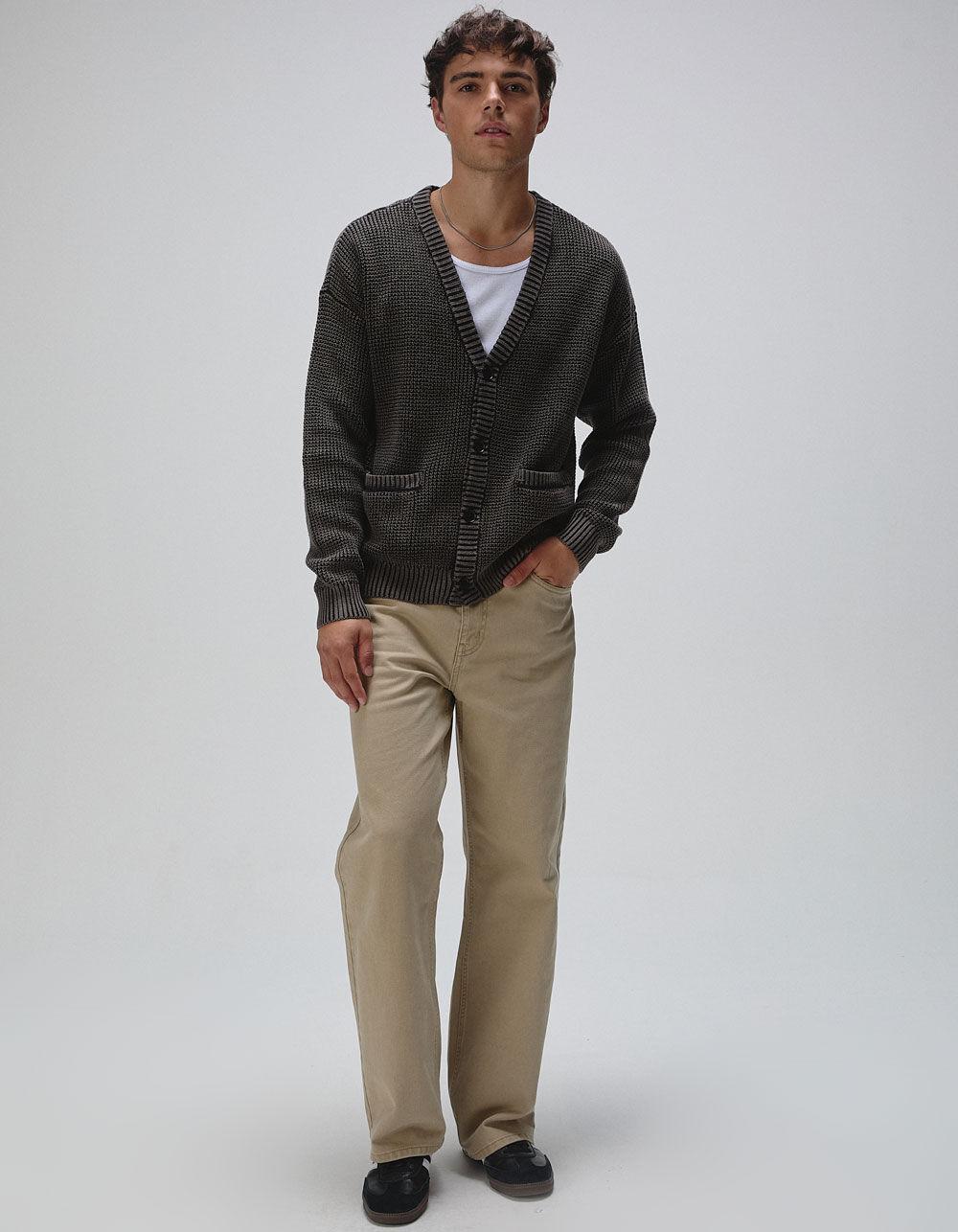 RSQ Mens Washed Cardigan Sweater - BLACK Product Image
