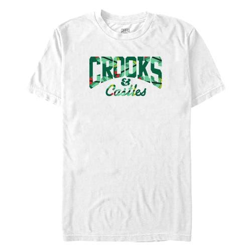 Men's Crooks And Castle Feather Print Logo Graphic Tee, Size: Small, White Green Product Image