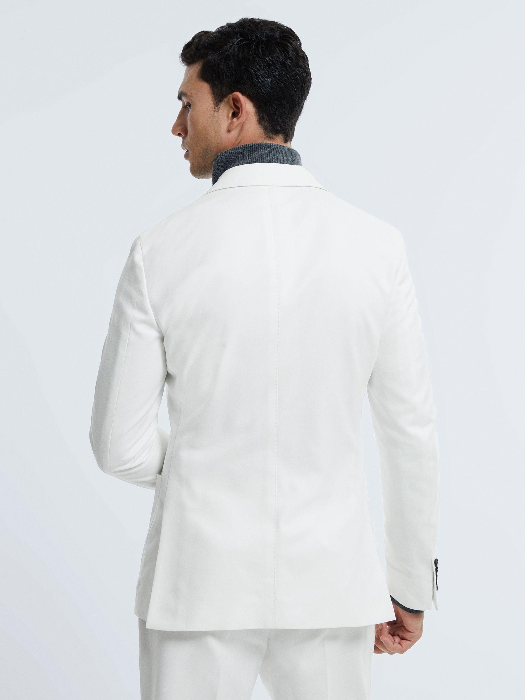 Atelier Sea Island Cotton Slim Fit Single Breasted Blazer in White Product Image