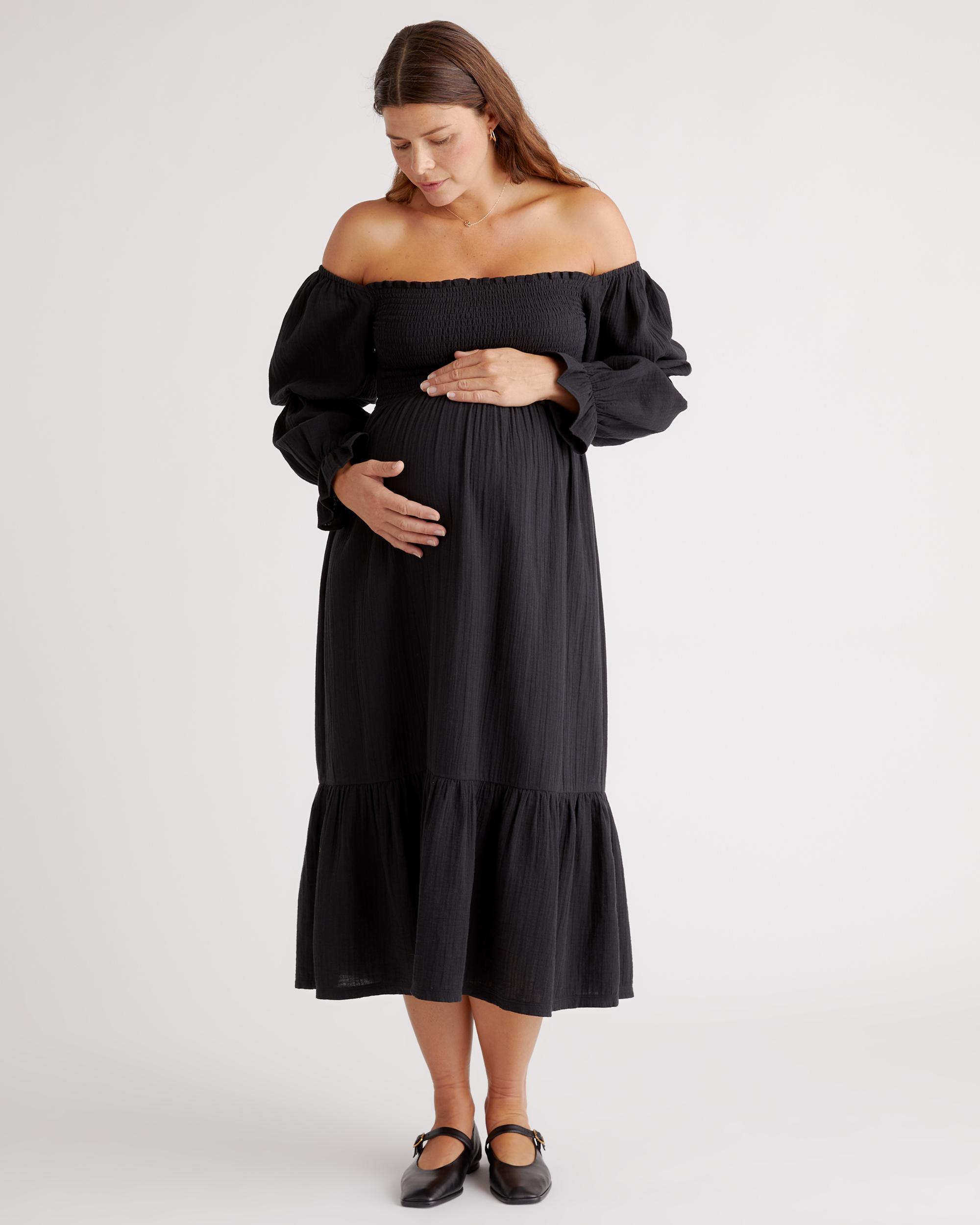Quince | Women's Gauze Maternity Smocked Midi Dress Size XS, Organic Cotton Product Image