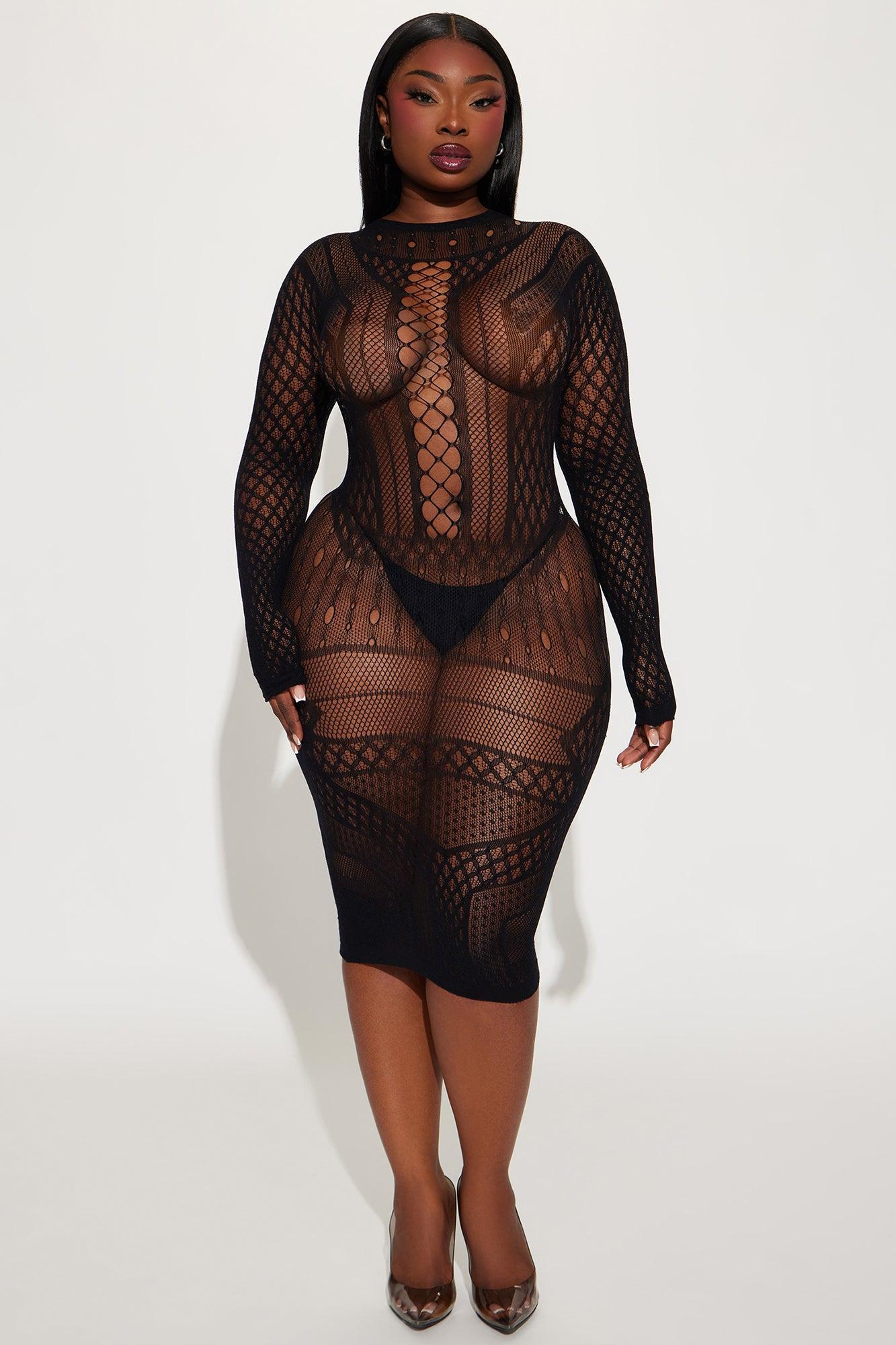 Racing Through Your Mind Bodystocking Dress - Black Product Image