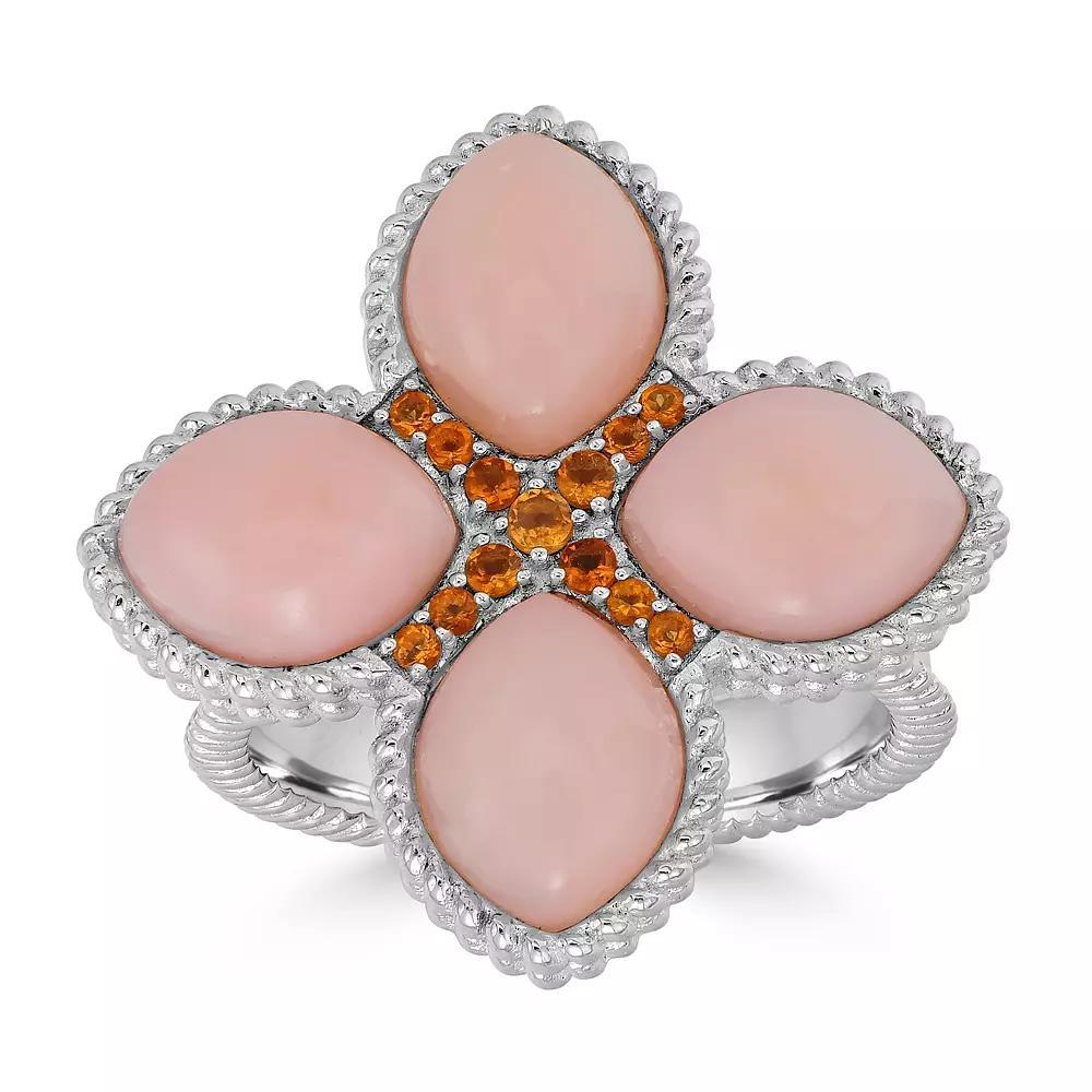 Gemistry Sterling Silver Genuine Pink Opal Cabachon Ring, Women's, Size: 6, Pink White Product Image