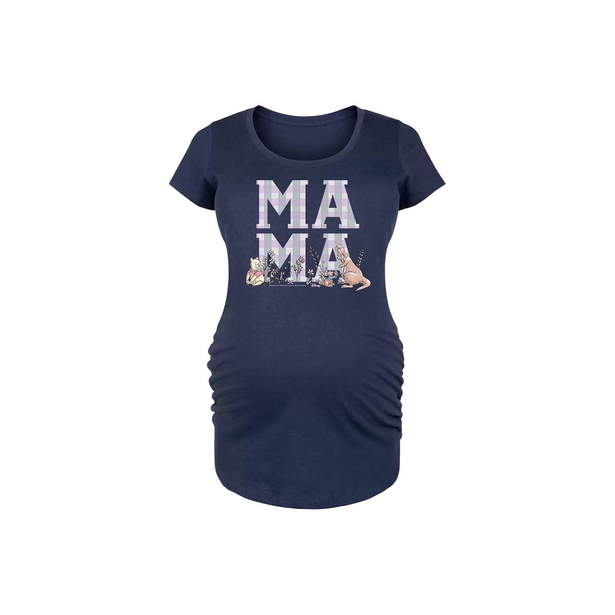 Disneys Winnie the Pooh Maternity Mama Grid Graphic Tee, Womens Blue Product Image