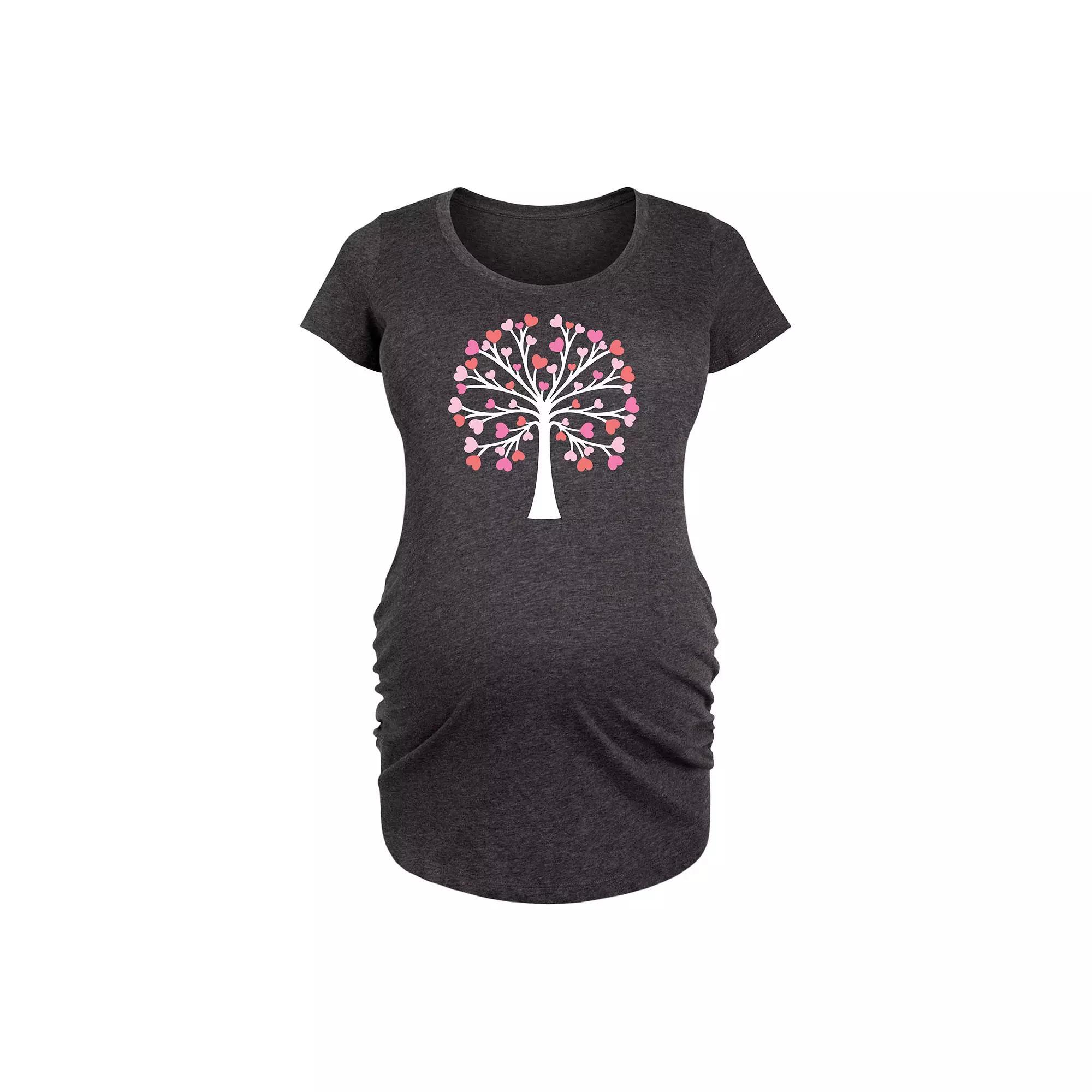 Maternity Heart Tree Of Life Graphic Tee, Womens Heather Grey Product Image