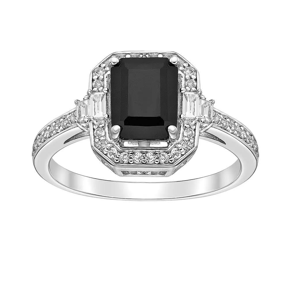 Gemminded Sterling Silver Black Onyx Emerald-Cut Ring, Women's, Size: 6 Product Image