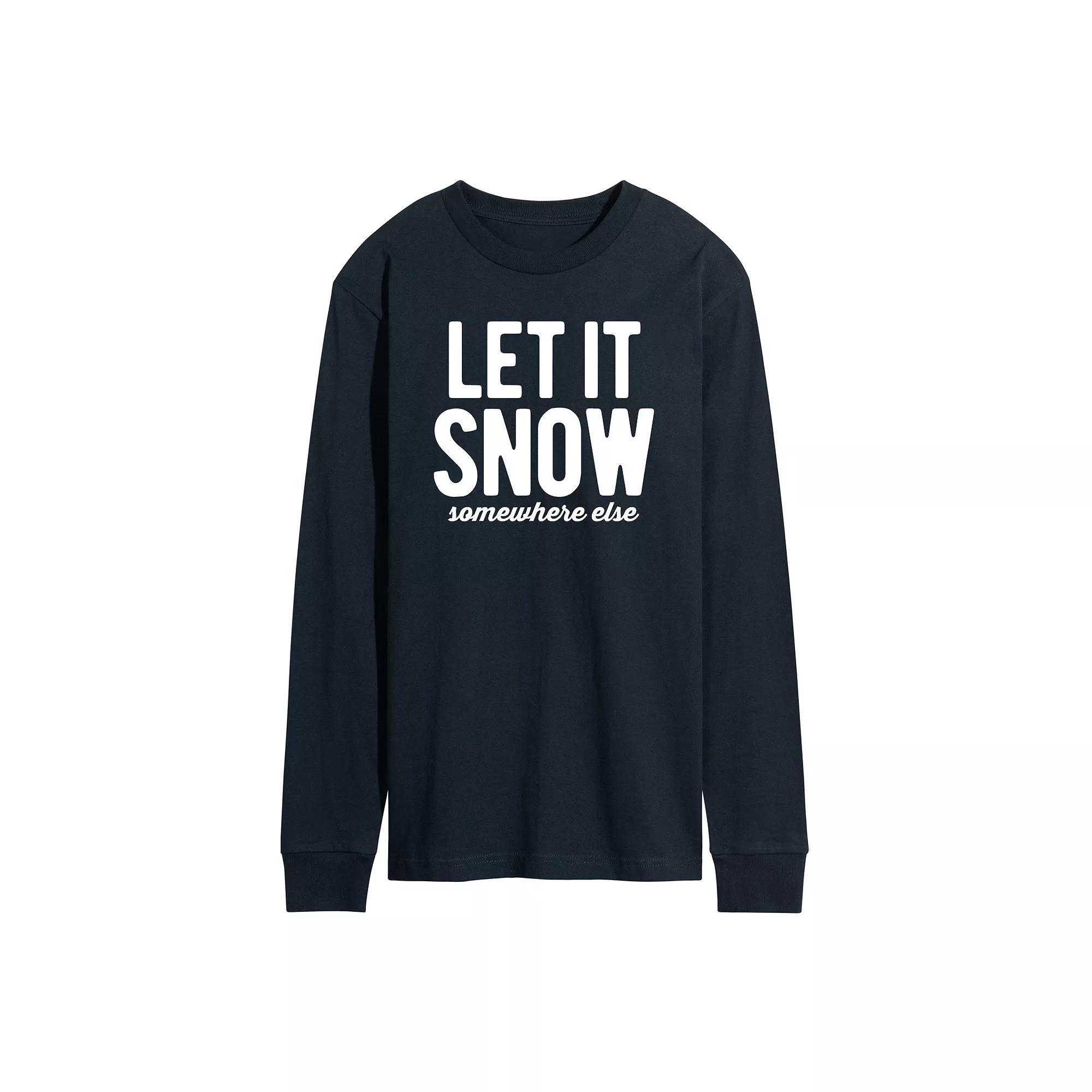 Mens Let It Snow Somewhere Else Long Sleeve Tee Blue Product Image