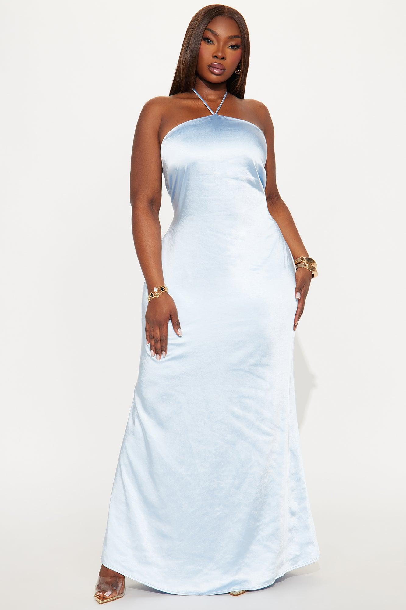 Norah Satin Maxi Dress - Blue Product Image