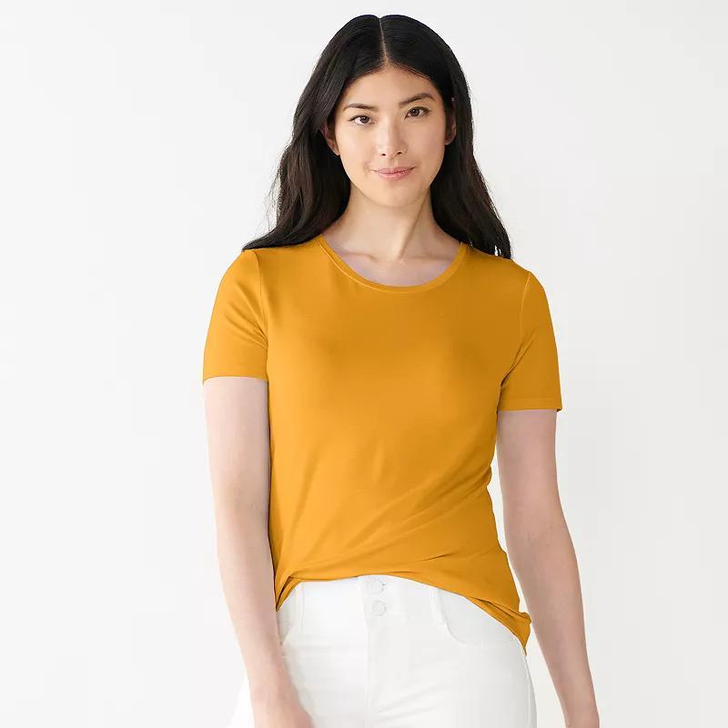 Petite Nine West Essential Crewneck Tee, Women's, Size: Small Petite, Bittersweet Brown Product Image